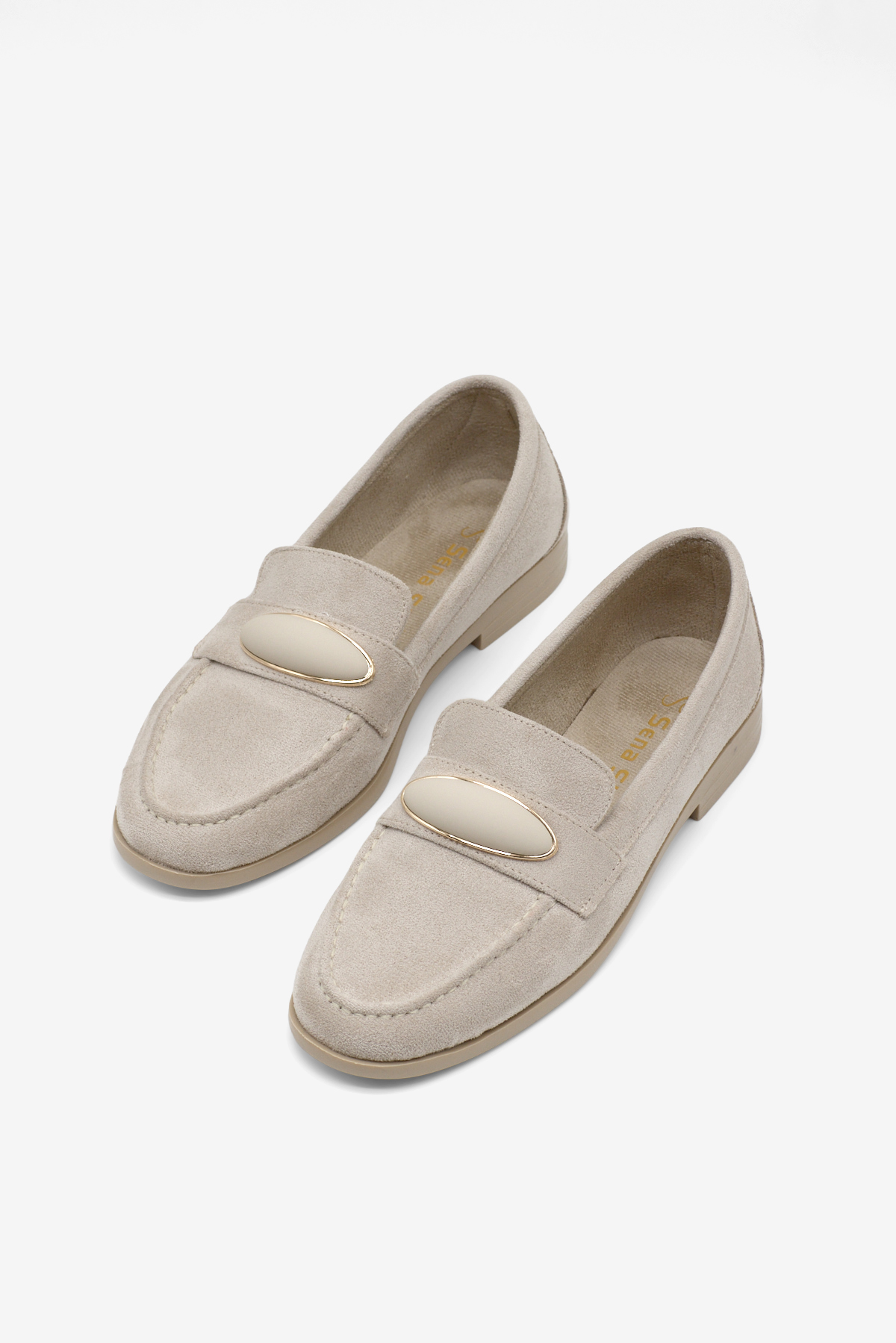 Kadın Bej Loafer Rahat Kalıp Toka Detaylı Günlük Babet