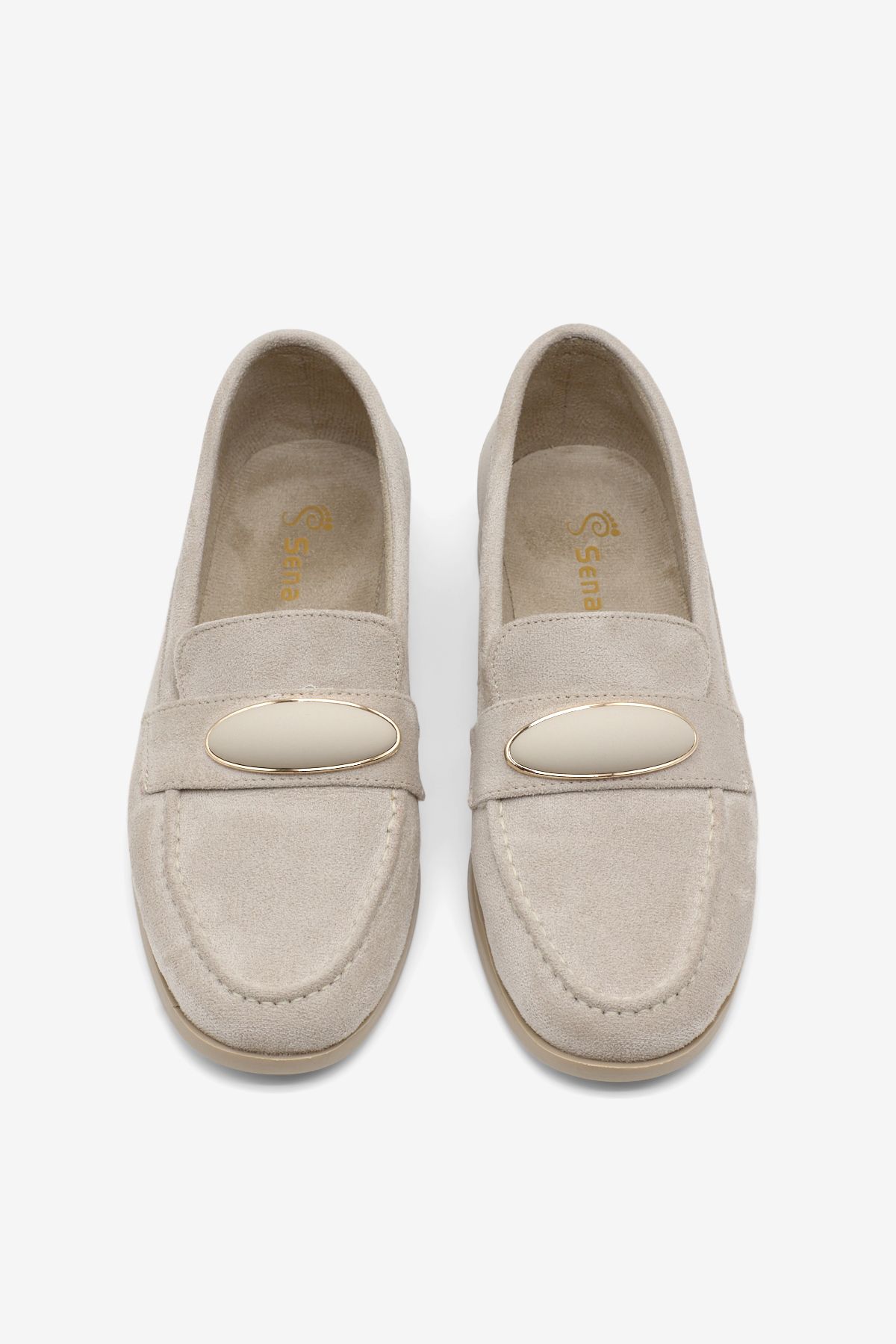 Kadın Bej Loafer Rahat Kalıp Toka Detaylı Günlük Babet