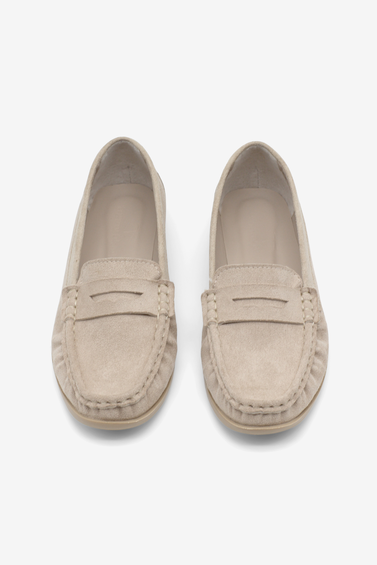 Kadın Bej Süet Termo Kaymaz Taban Loafer Oxford Kadın Ayakkabı