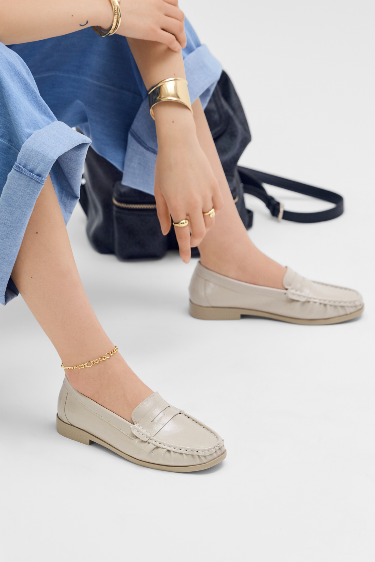 Kadın Bej Termo Kaymaz Taban Loafer Oxford Kadın Ayakkabı