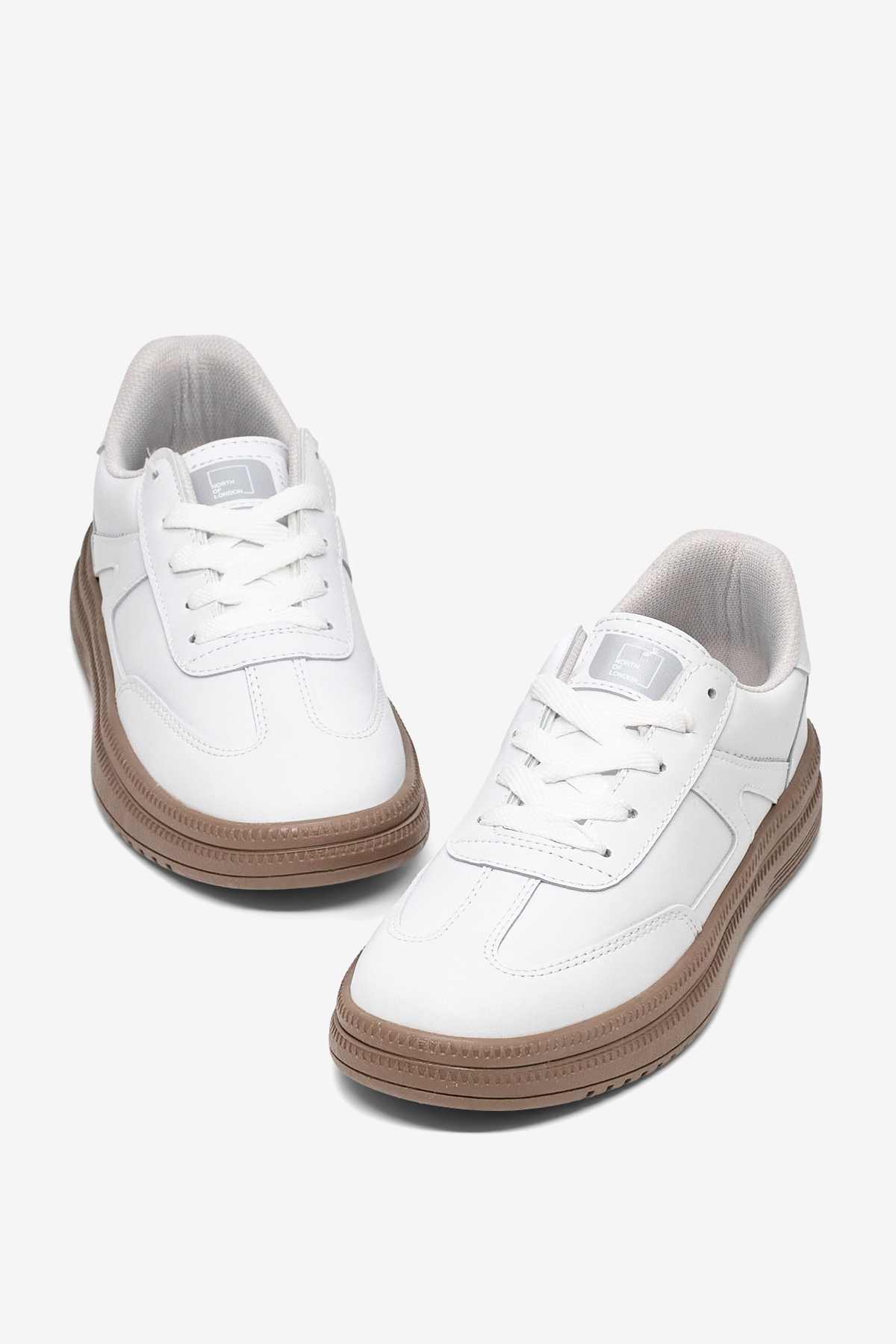 Kadın Beyaz Beyaz Rahat Kalıp Kauçuk Taban Bağcıklı Sneaker