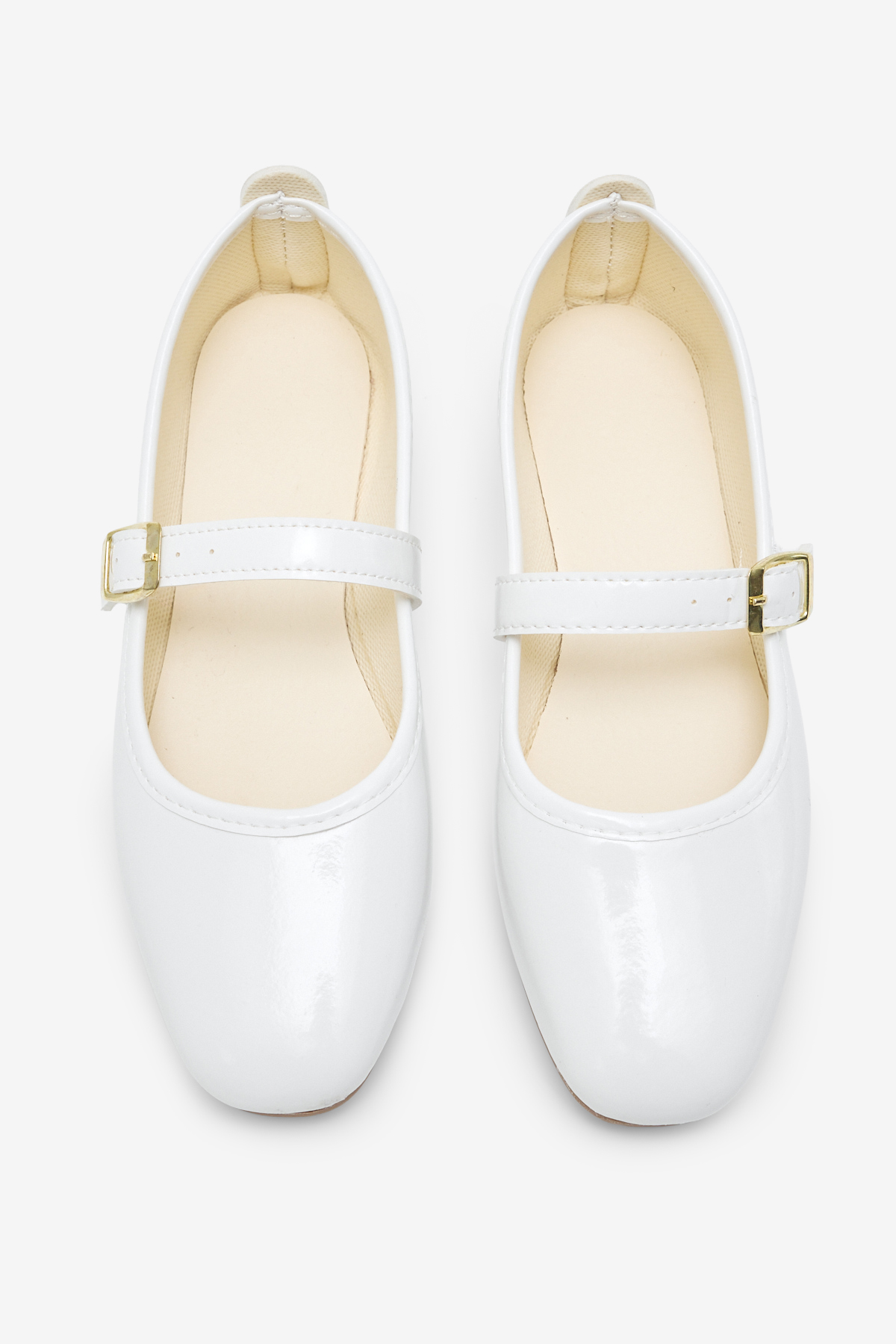 Kadın Beyaz Kadın Üstten Kemerli Tokalı Rahat Günlük Babet