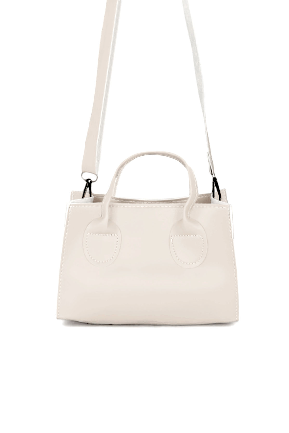 Kadın Beyaz Mini Boy Suni Deri Askılı El ve Omuz Çantası