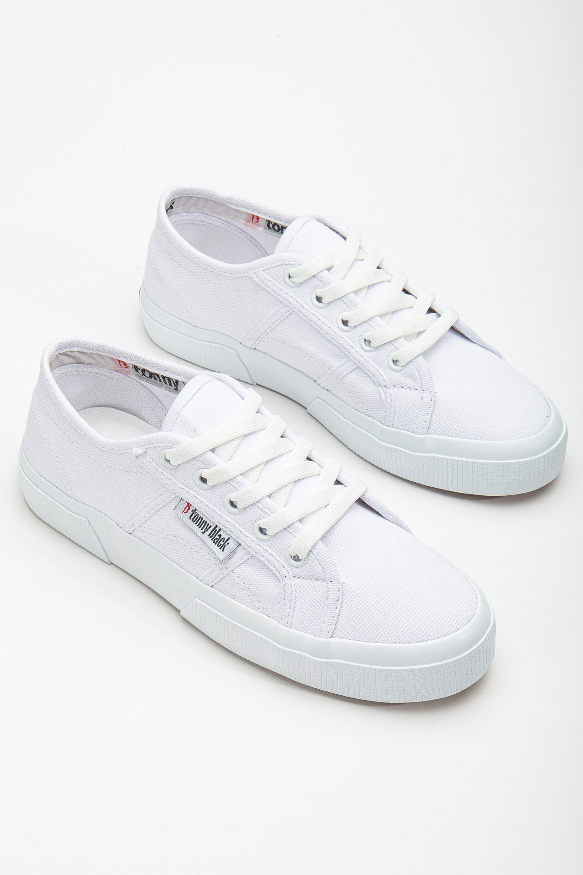 Kadın Beyaz Rahat Kalıp Krep Taban Bağcıklı Keten Günlük Ayakkabı