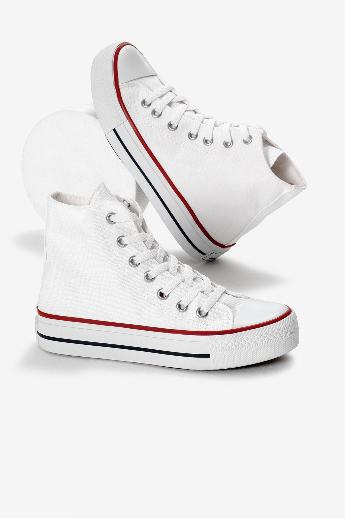 Kadın Beyaz Termo Kalın Taban Bağcıklı Uzun Keten Spor Ayakkabı