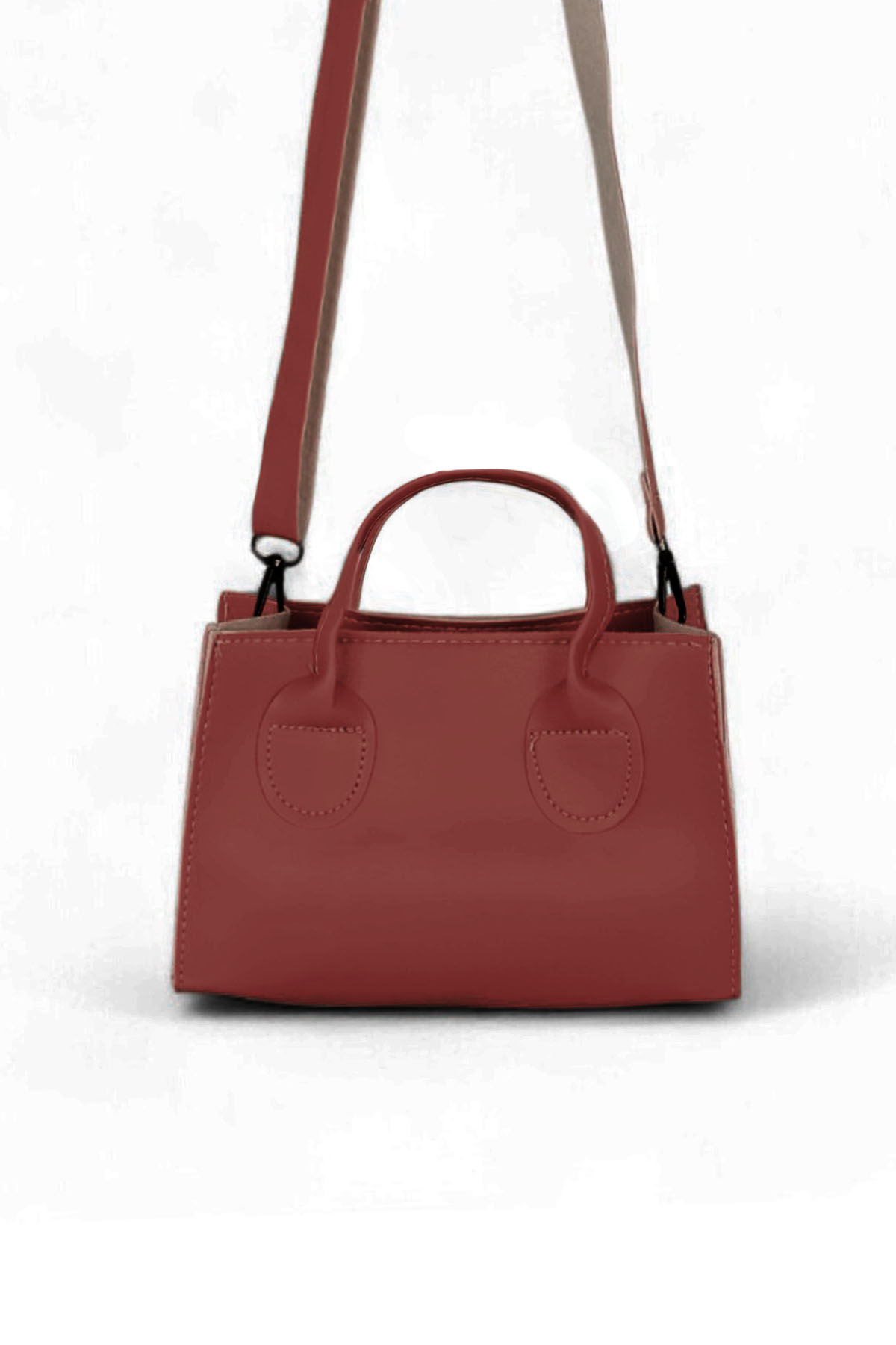 Kadın Bordo Mini Boy Suni Deri Askılı El ve Omuz Çantası