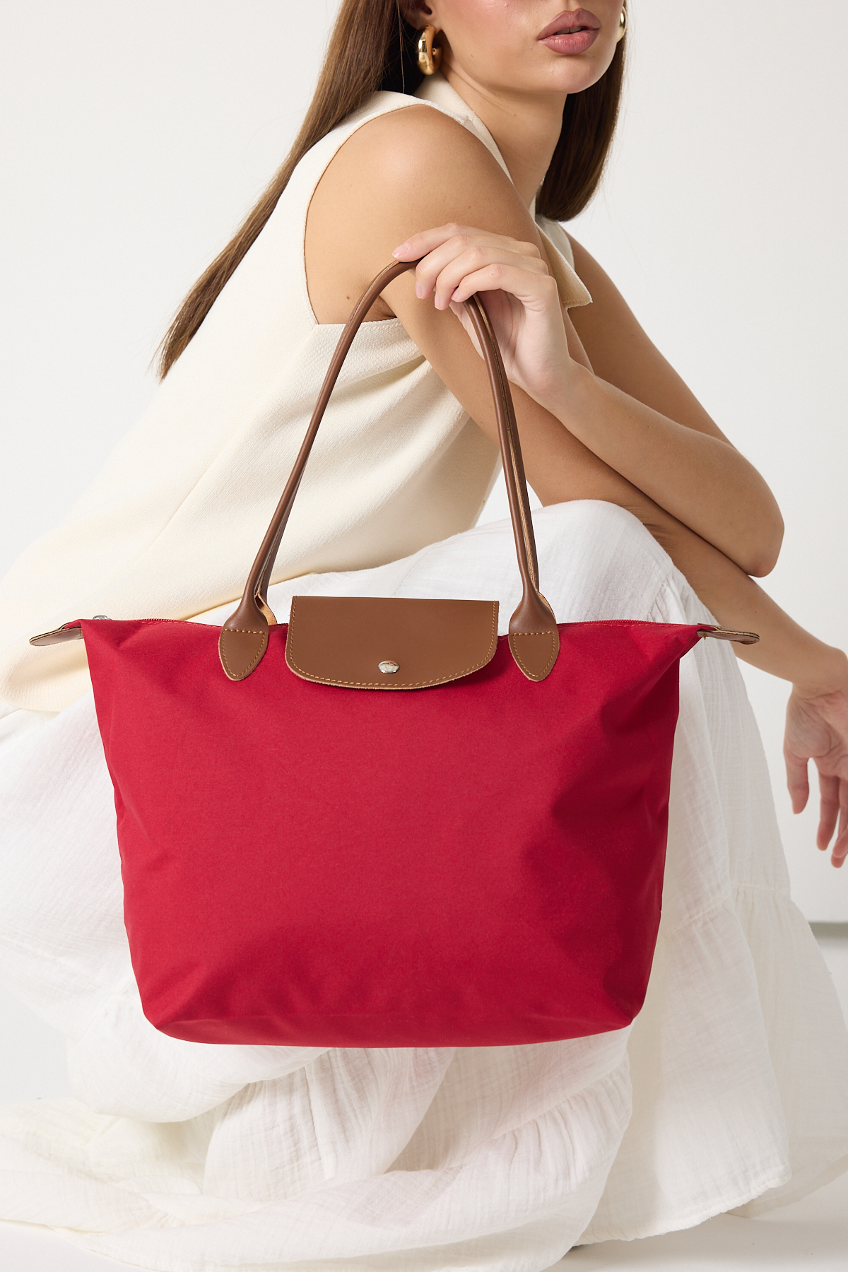 Kadın Bordo Orta Boy Askılı El ve Omuz Çantası