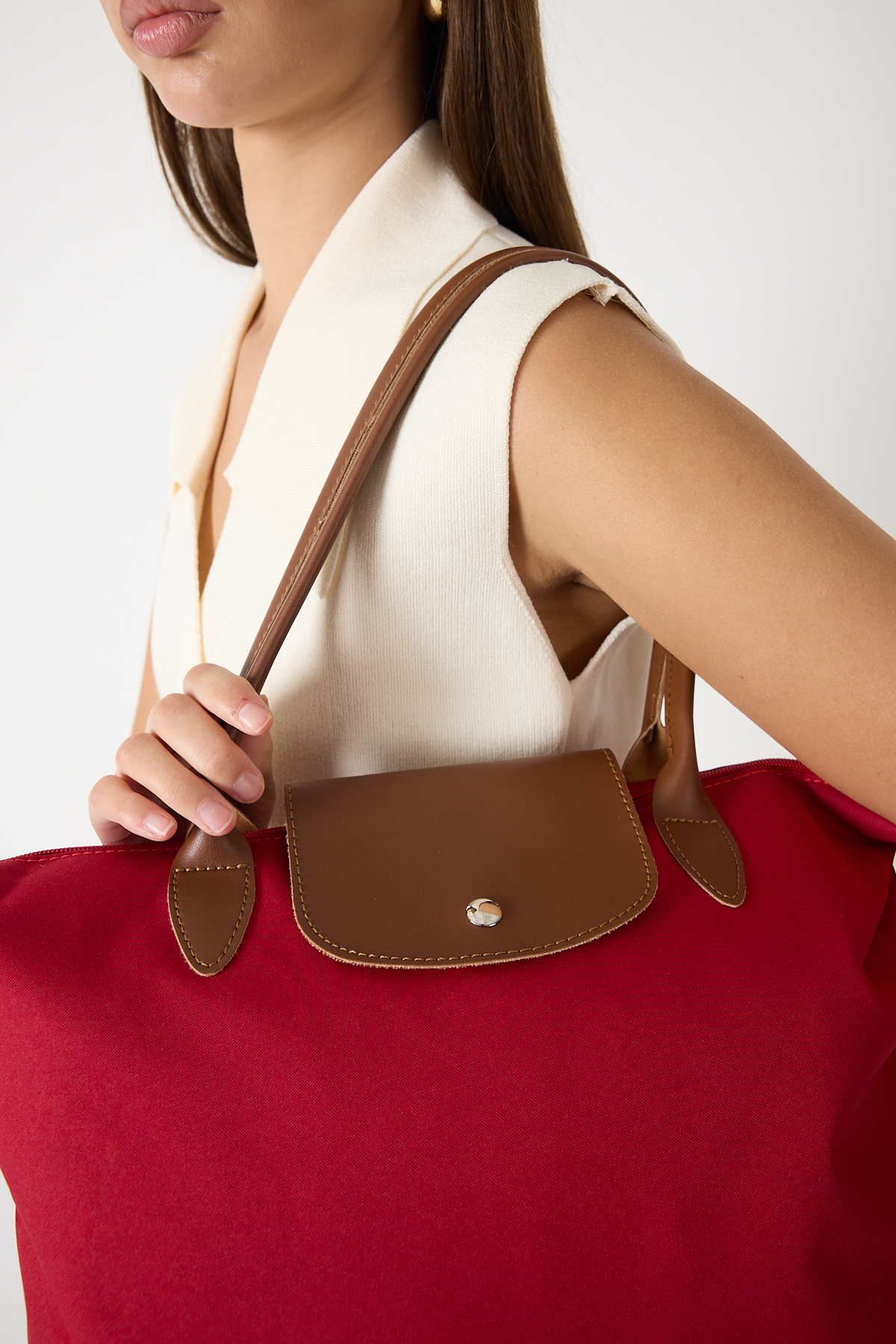 Kadın Bordo Orta Boy Askılı El ve Omuz Çantası