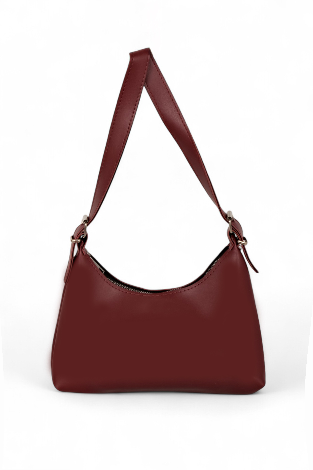 Kadın Bordo Suni Deri Baget El ve Omuz Çantası