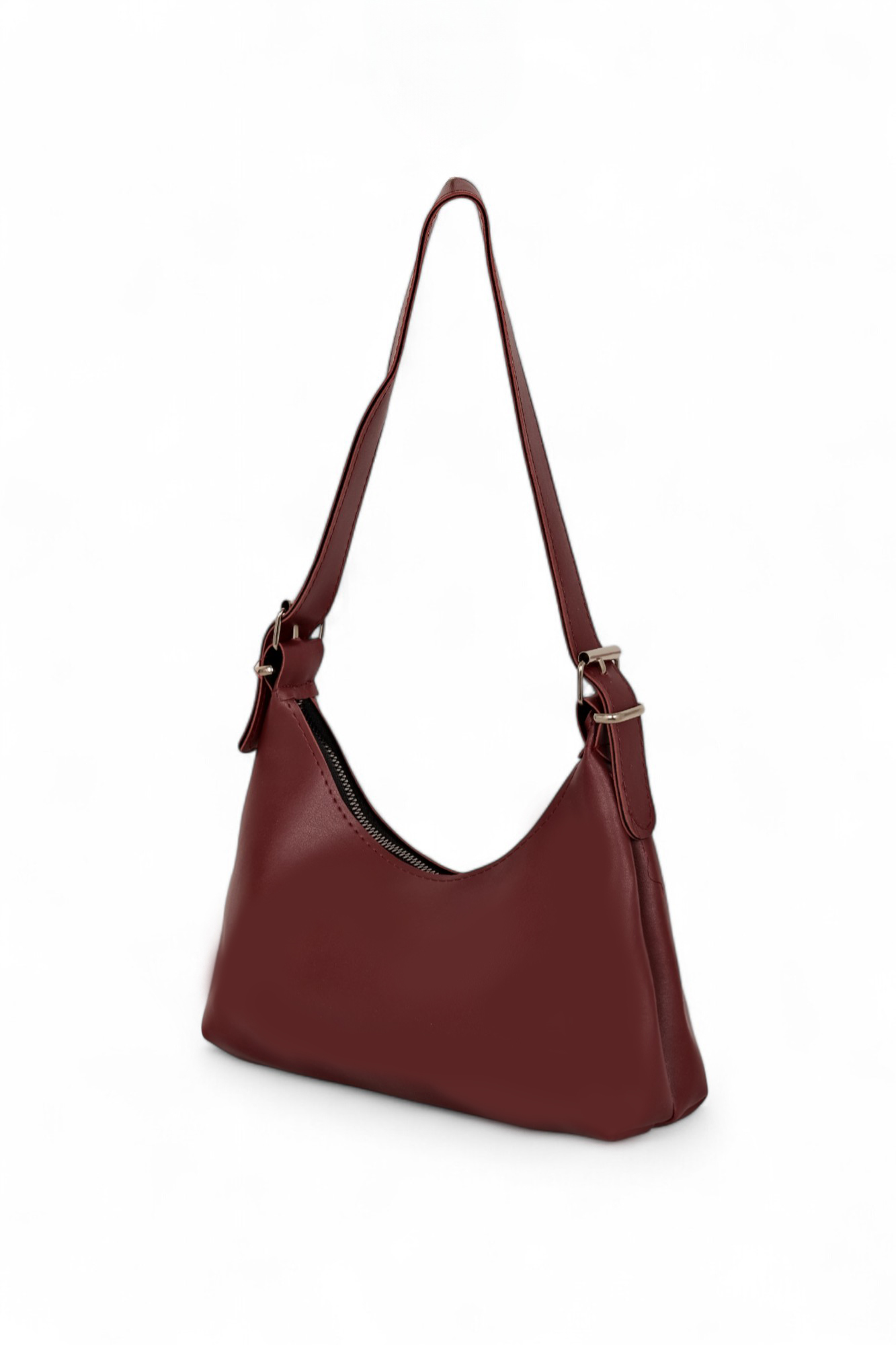 Kadın Bordo Suni Deri Baget El ve Omuz Çantası