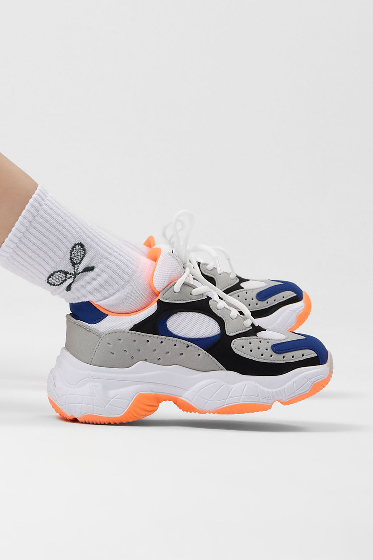 Kadın Buz Sax Rahat Kalıp Yüksek Taban Bağcıklı Spor Ayakkabı