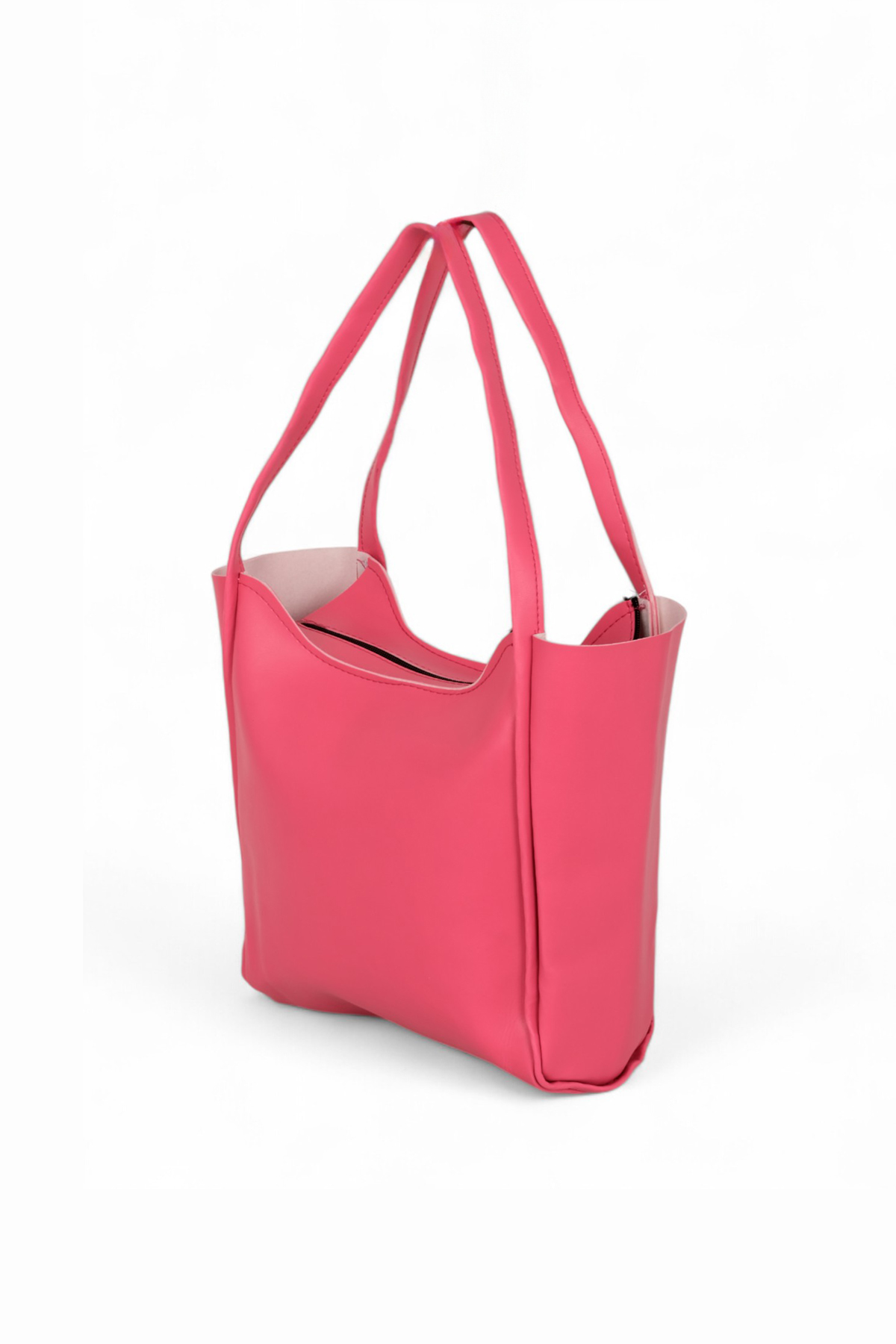 Kadın Fuşya Çift Saplı Suni Deri Omuz Çantası