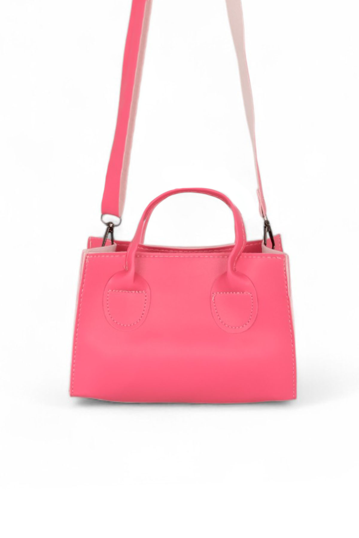 Kadın Fuşya Mini Boy Suni Deri Askılı El ve Omuz Çantası