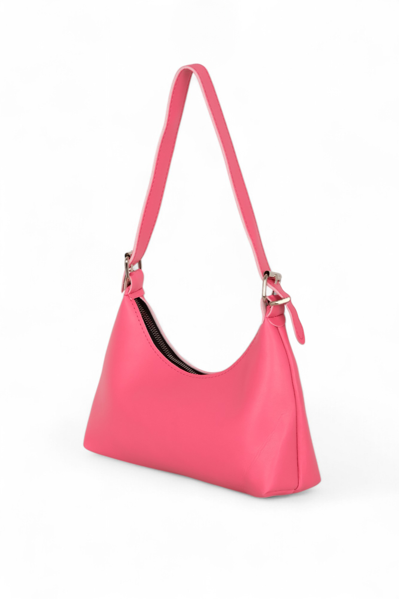 Kadın Fuşya Suni Deri Baget El ve Omuz Çantası