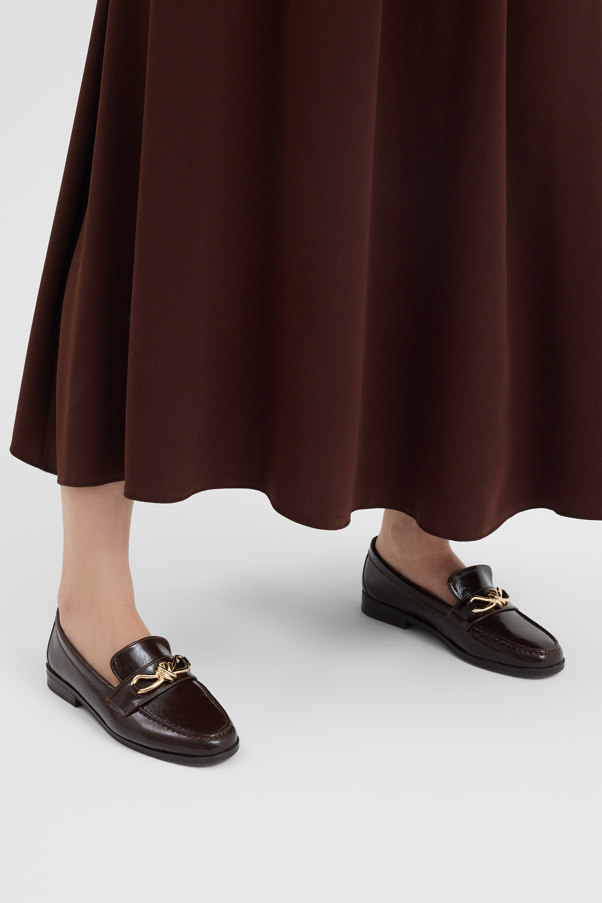 Kadın Kahve Kadın Klasik Loafer Toka Detaylı Babet Günlük Babet