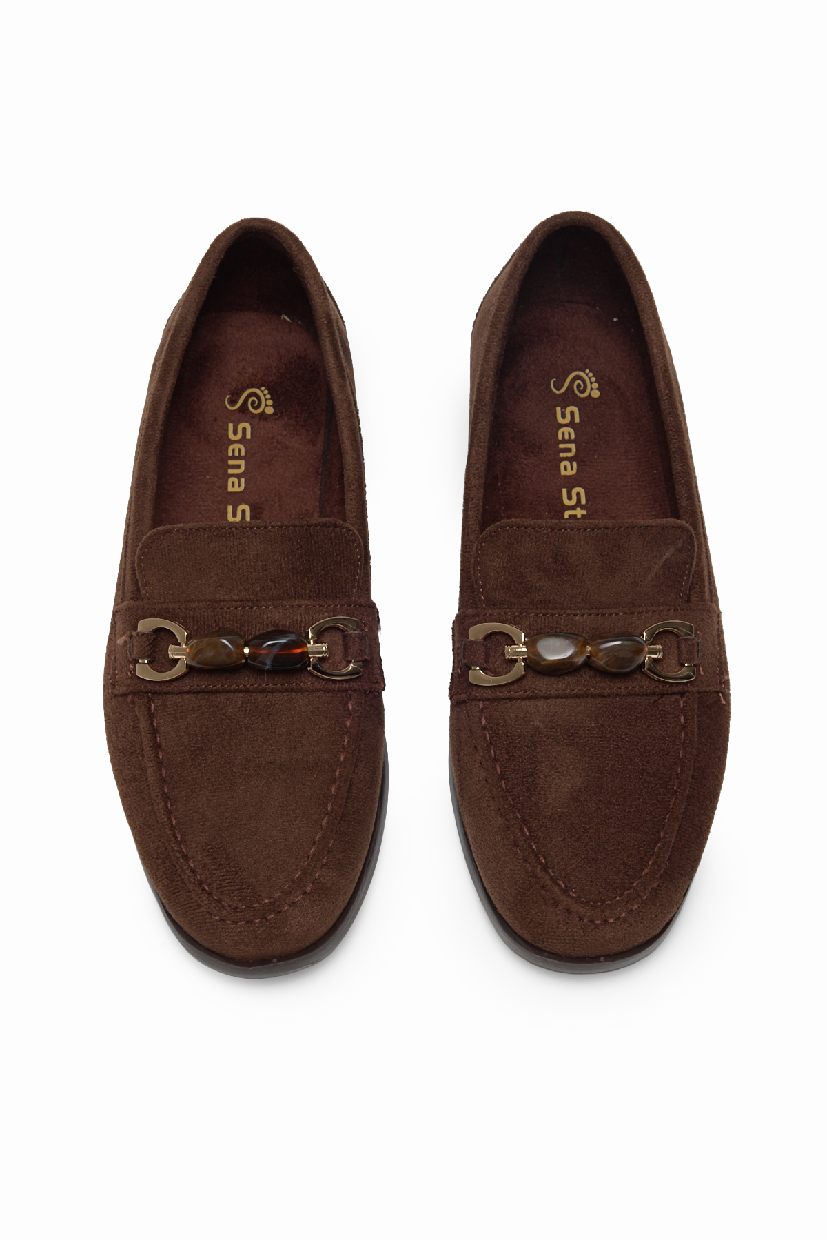 Kadın Kahve Kadın Loafer Rahat Toka Detaylı Günlük Babet