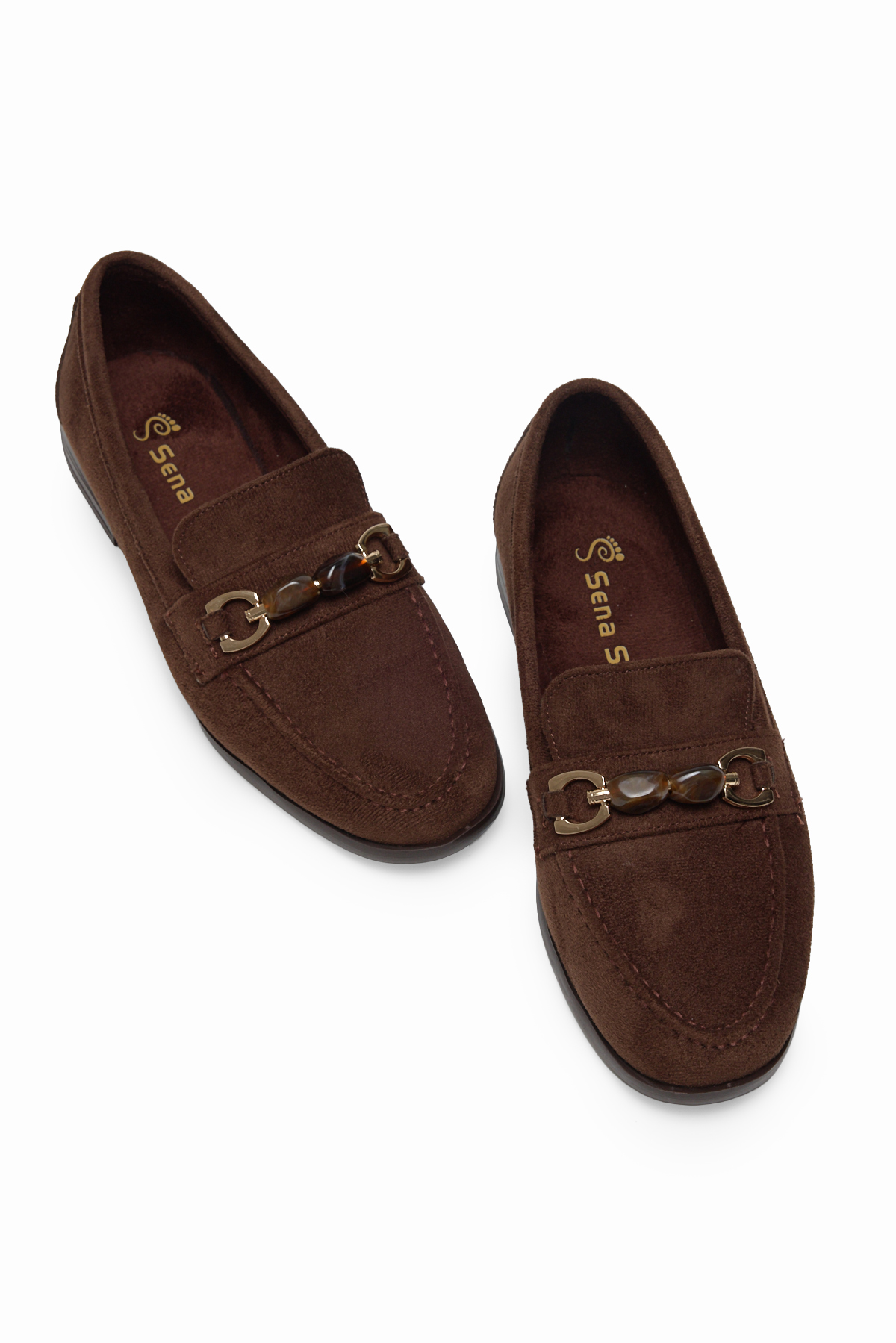 Kadın Kahve Kadın Loafer Rahat Toka Detaylı Günlük Babet