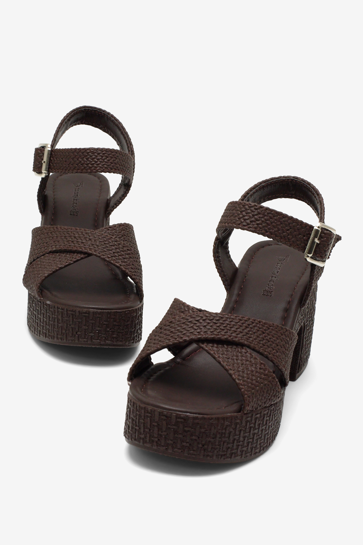 Kadın Kahve Rahat Kalıp Çift Bantlı Tokalı Ayakkabı