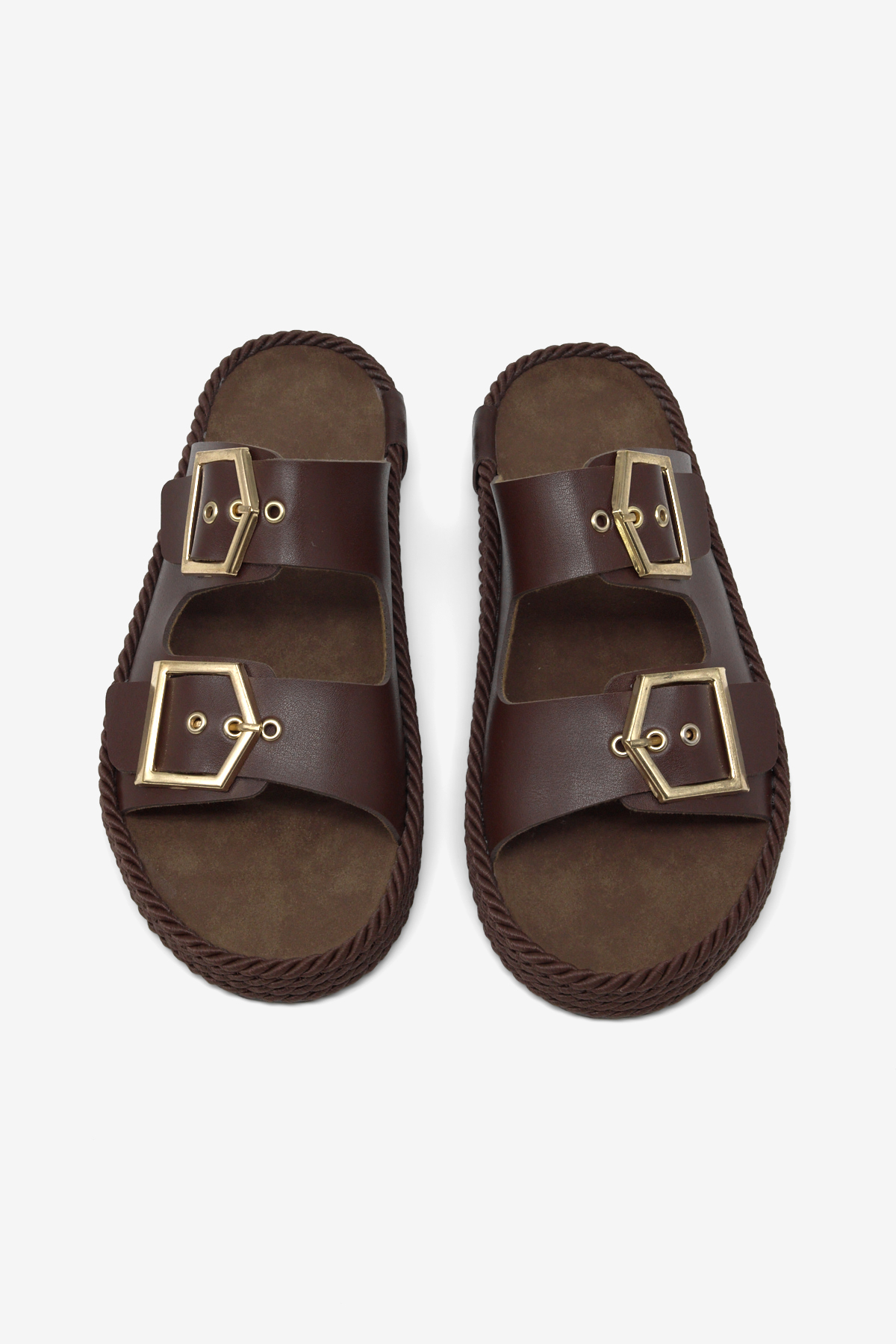 Kadın Kahve Rahat Kalıp Hazır Taban Tokalı Terlik