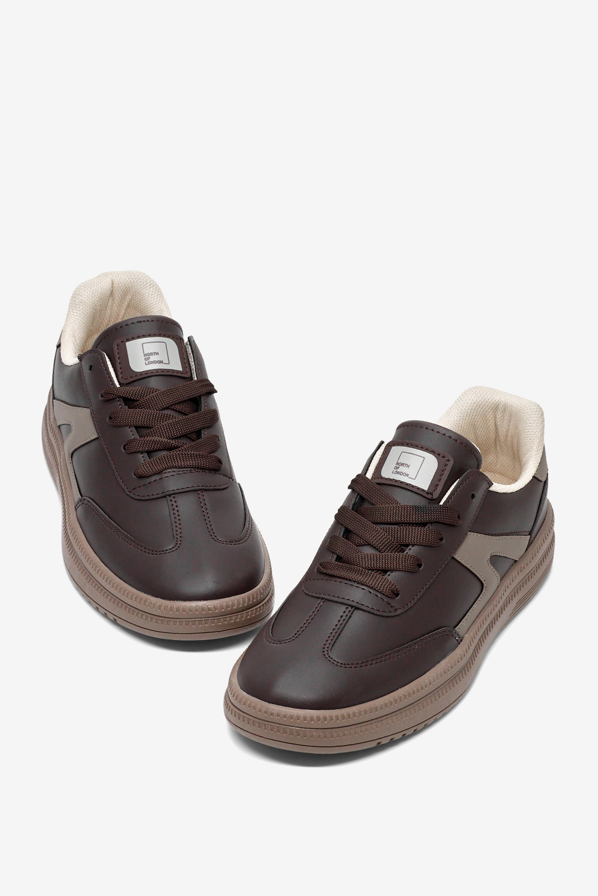 Kadın Kahve Rahat Kalıp Kauçuk Taban Bağcıklı Sneaker