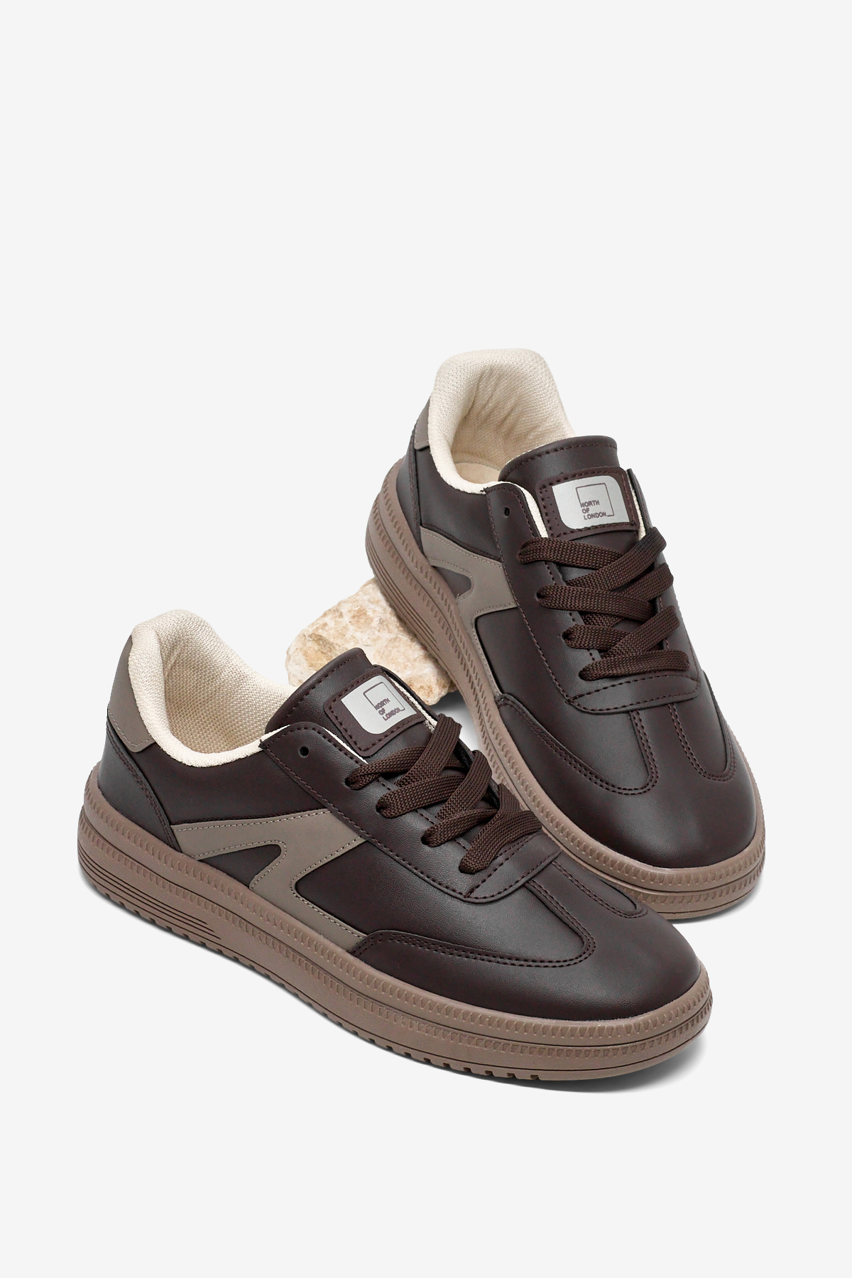 Kadın Kahve Rahat Kalıp Kauçuk Taban Bağcıklı Sneaker