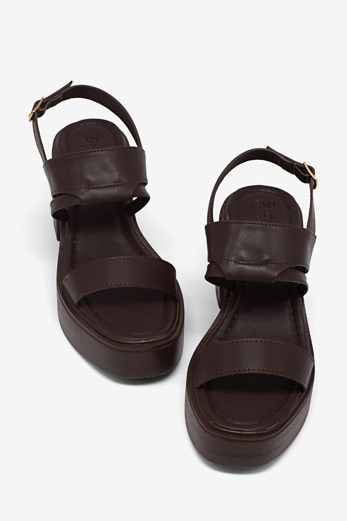 Kadın Kahve Rahat Kalıp Poli Taban Topuklu Sandalet