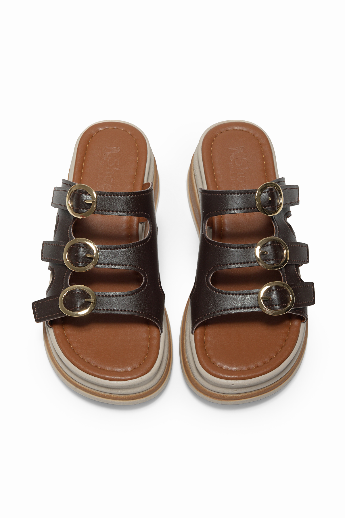 Kadın Kahve Rahat Kalıp Yüksek Taban Terlik