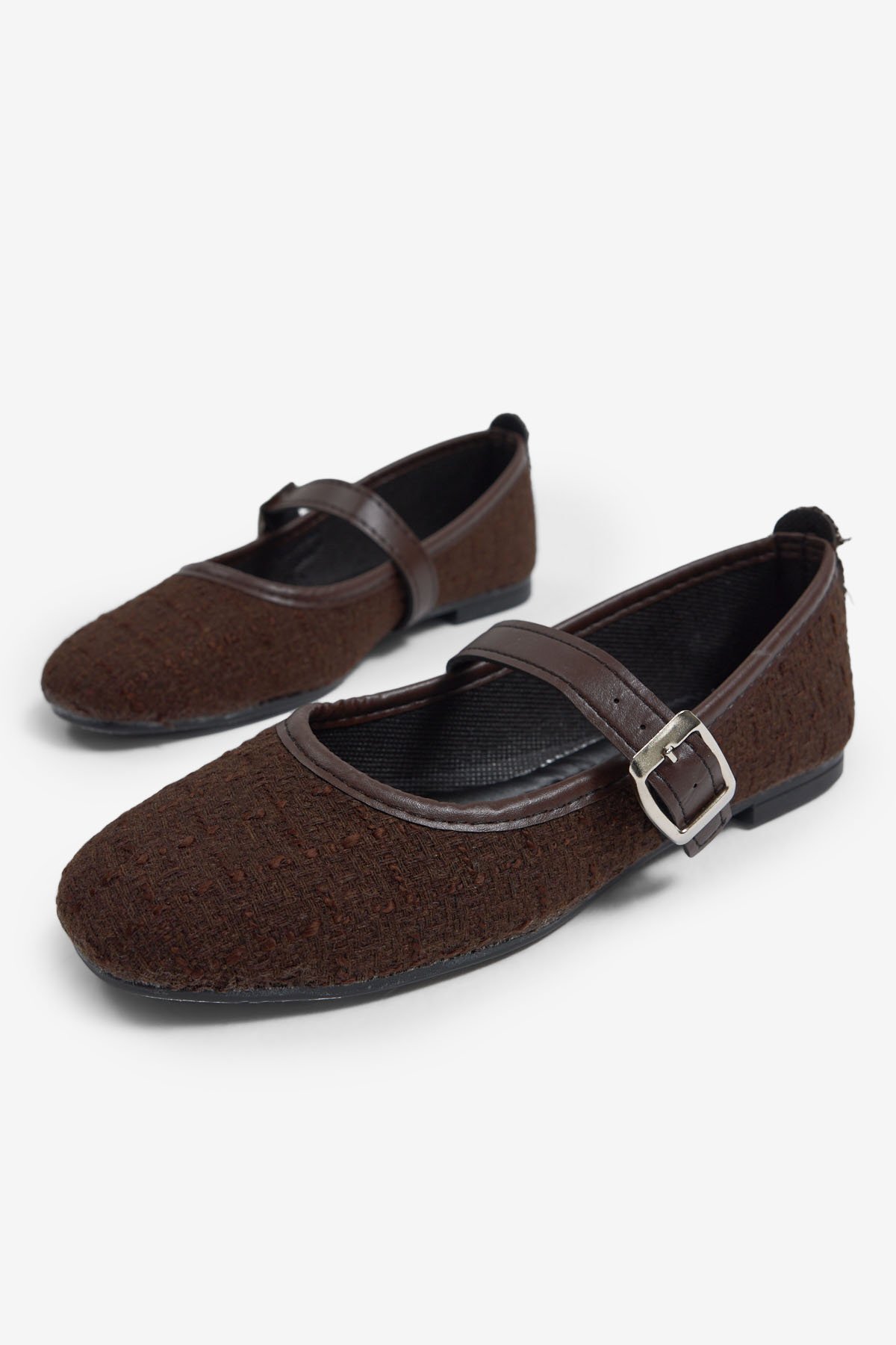 Kadın Kahverengi Kadın Üstten Kemerli Bantlı Tokalı Günlük Babet