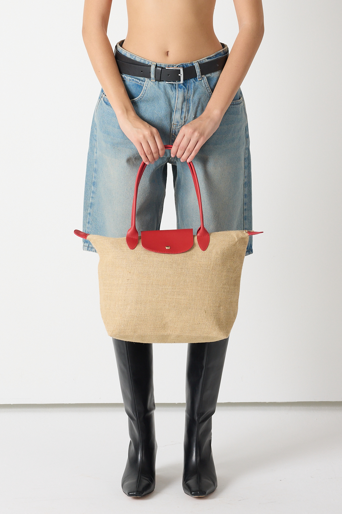 Kadın Kırmızı Orta Boy Askılı Hasır El ve Omuz Çantası