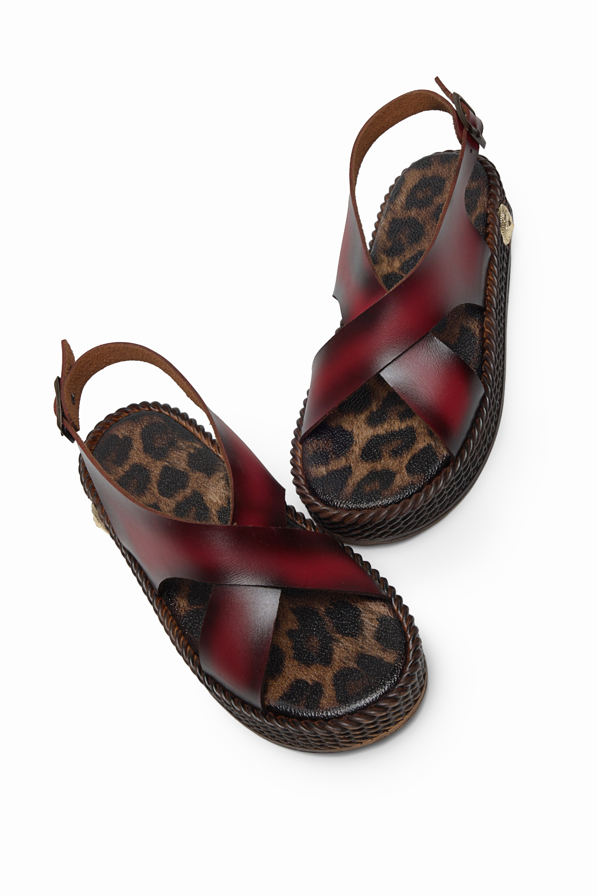 Kadın Kırmızı Poli Taban Rahat Çapraz Bantlı Sandalet