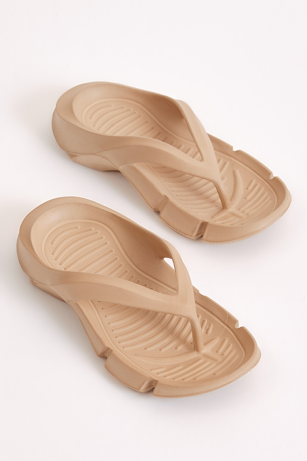 Kadın Krem Kalın Tabanlı Parmak Arası Eva Terlik