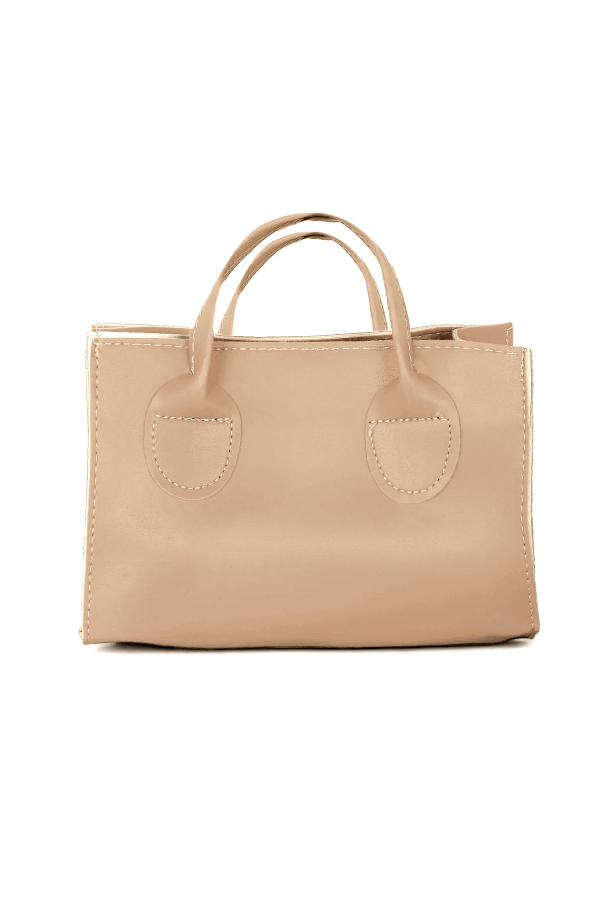 Kadın Krem Mini Boy Suni Deri Askılı El ve Omuz Çantası