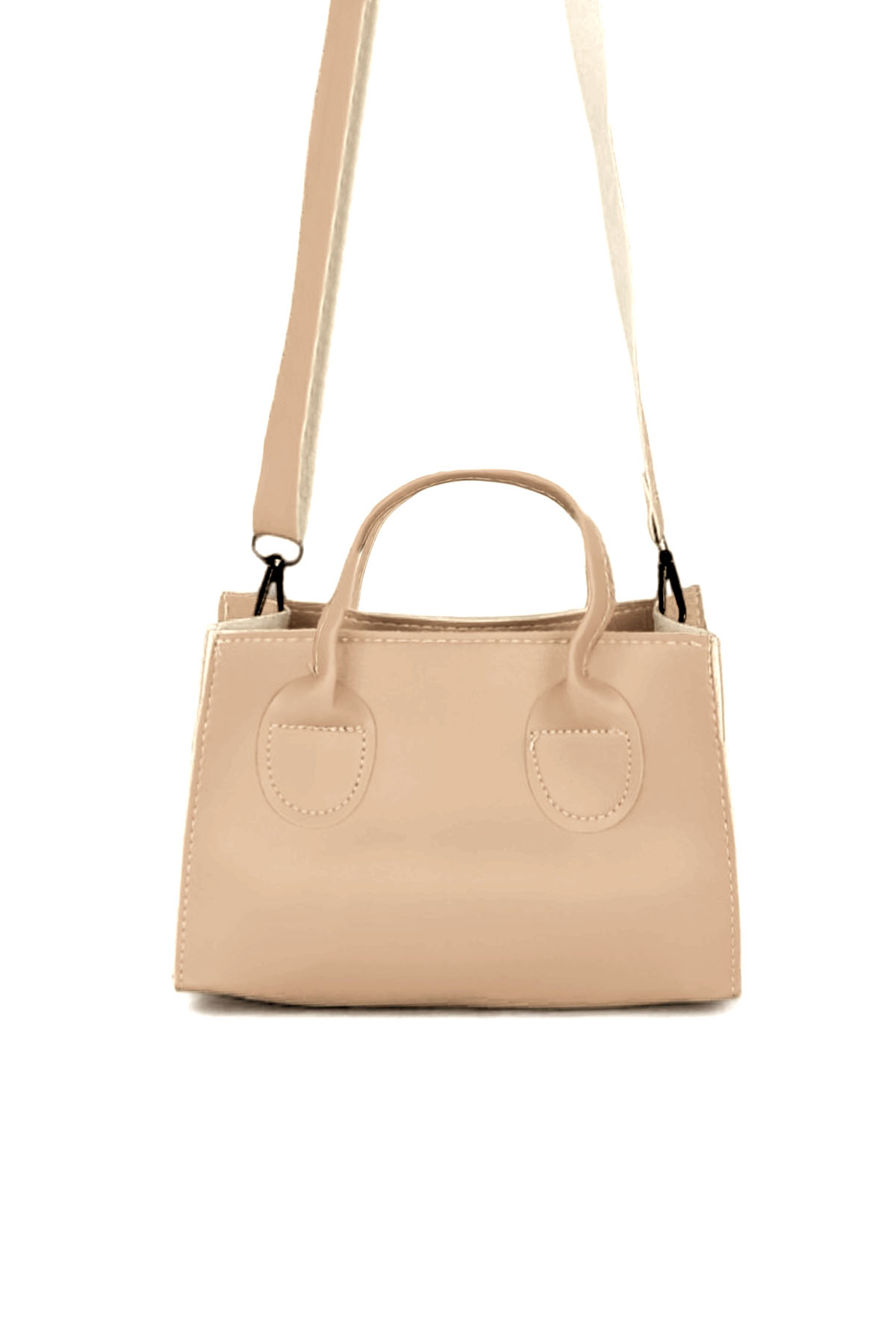 Kadın Krem Mini Boy Suni Deri Askılı El ve Omuz Çantası