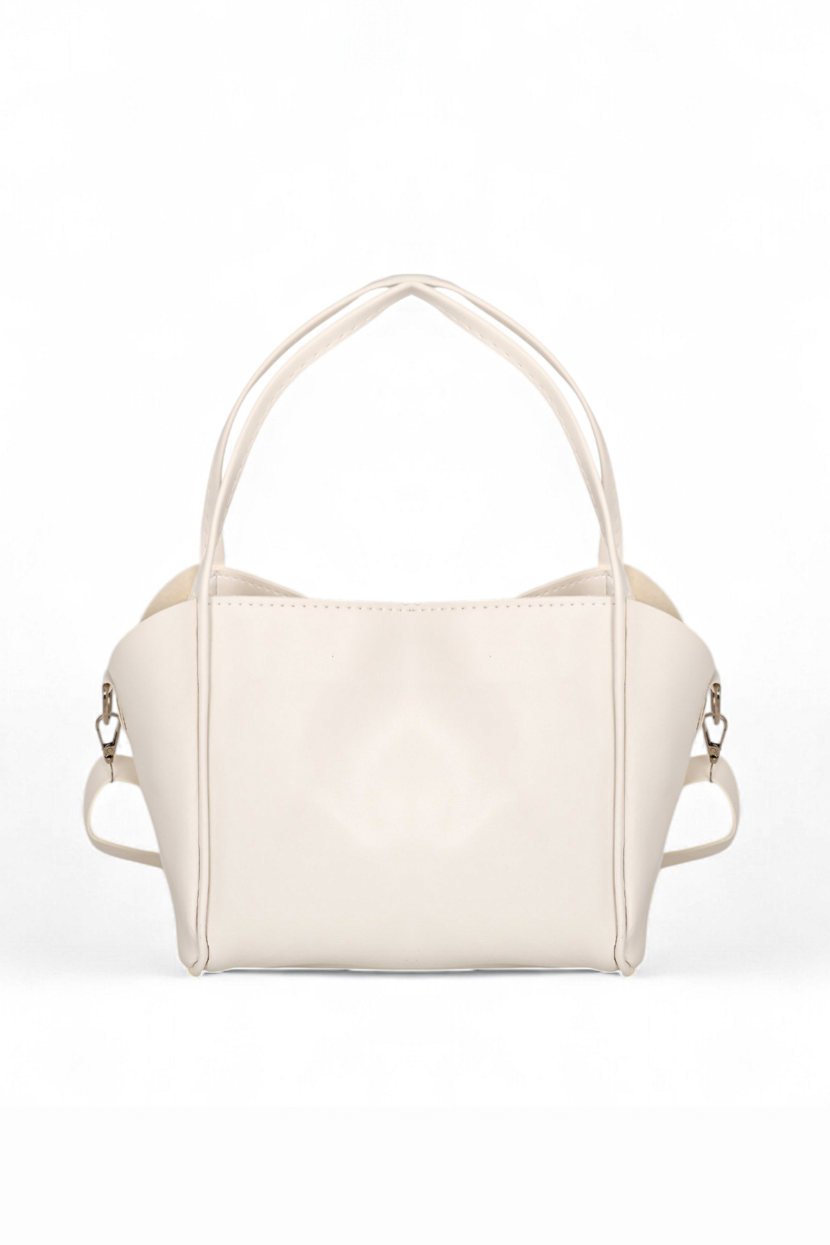 Kadın Krem Orta Boy Suni Deri Askılı El ve Omuz Çantası