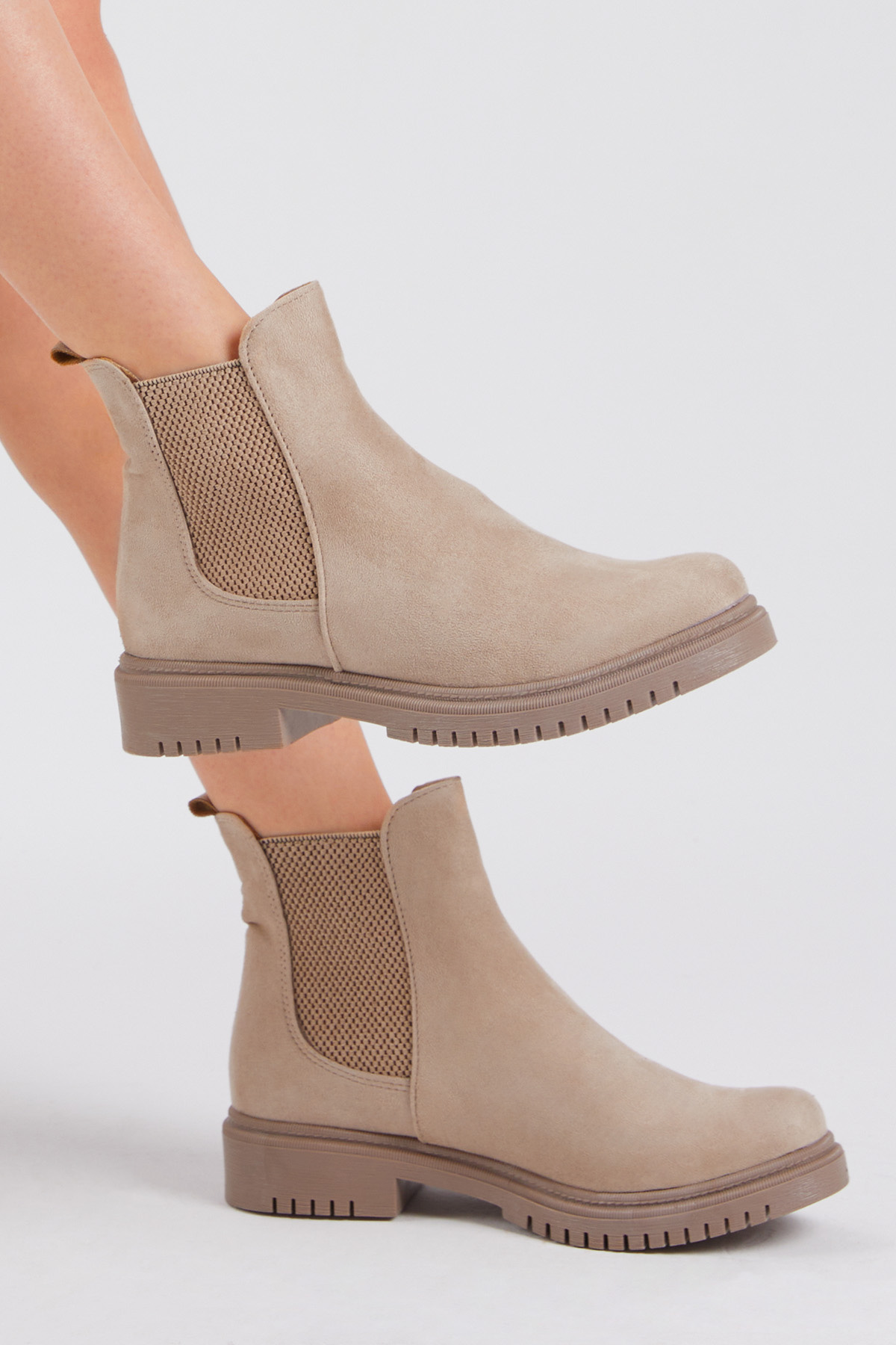 Kadın Krem Süet Rahat Kalıp Lastikli Bot