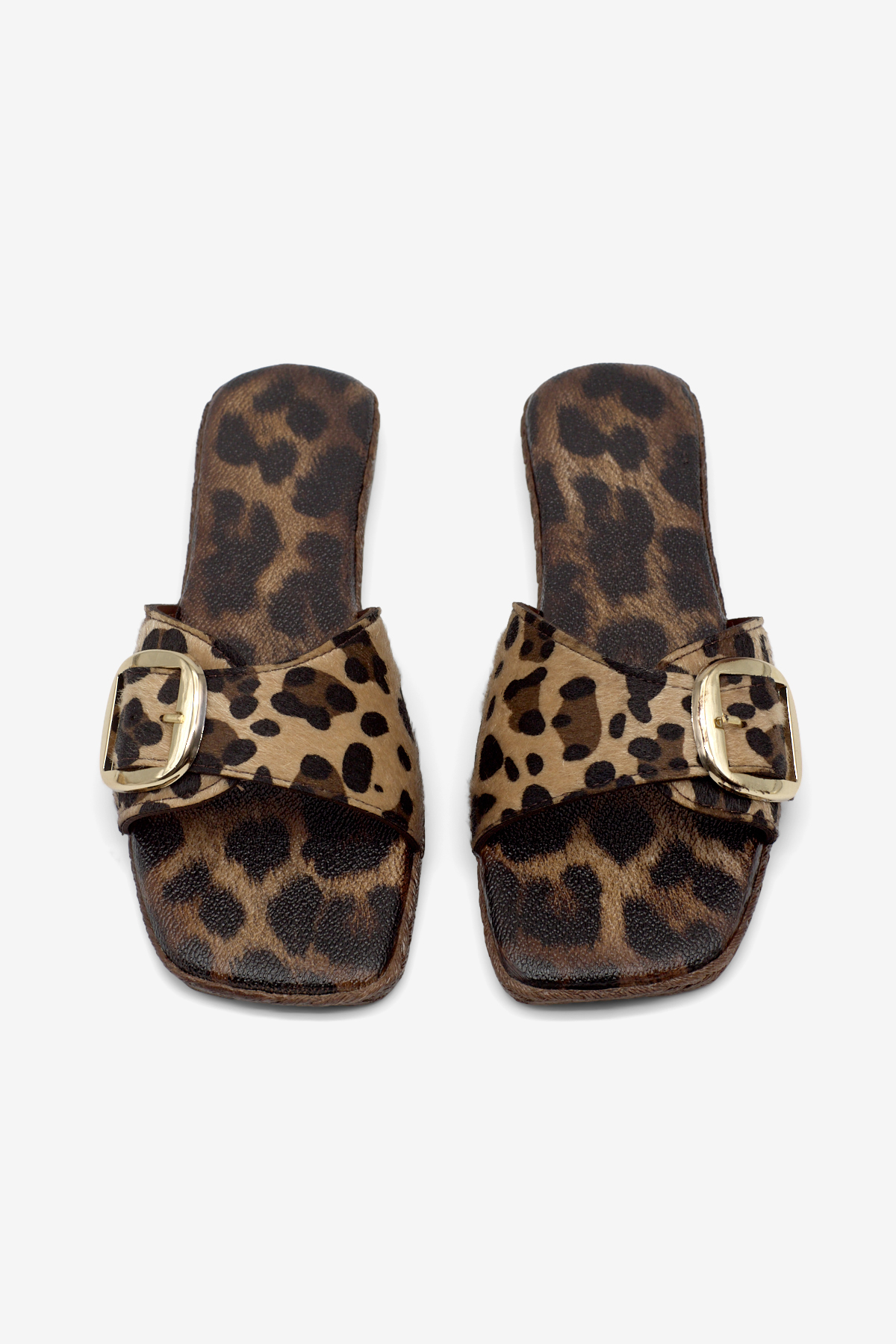 Kadın Leopar Rahat Kalıp Leopar Desenli Tokalı Terlik