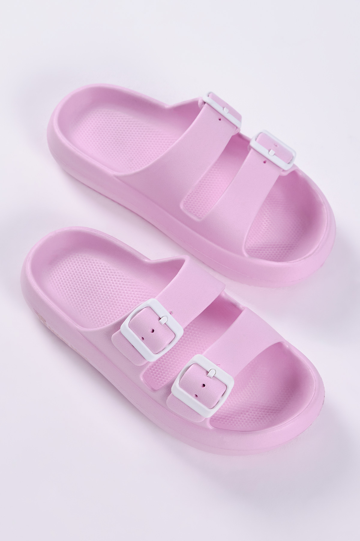 Kadın Pembe Rahat Kalıp Tokalı Yüksek Taban Eva Terlik