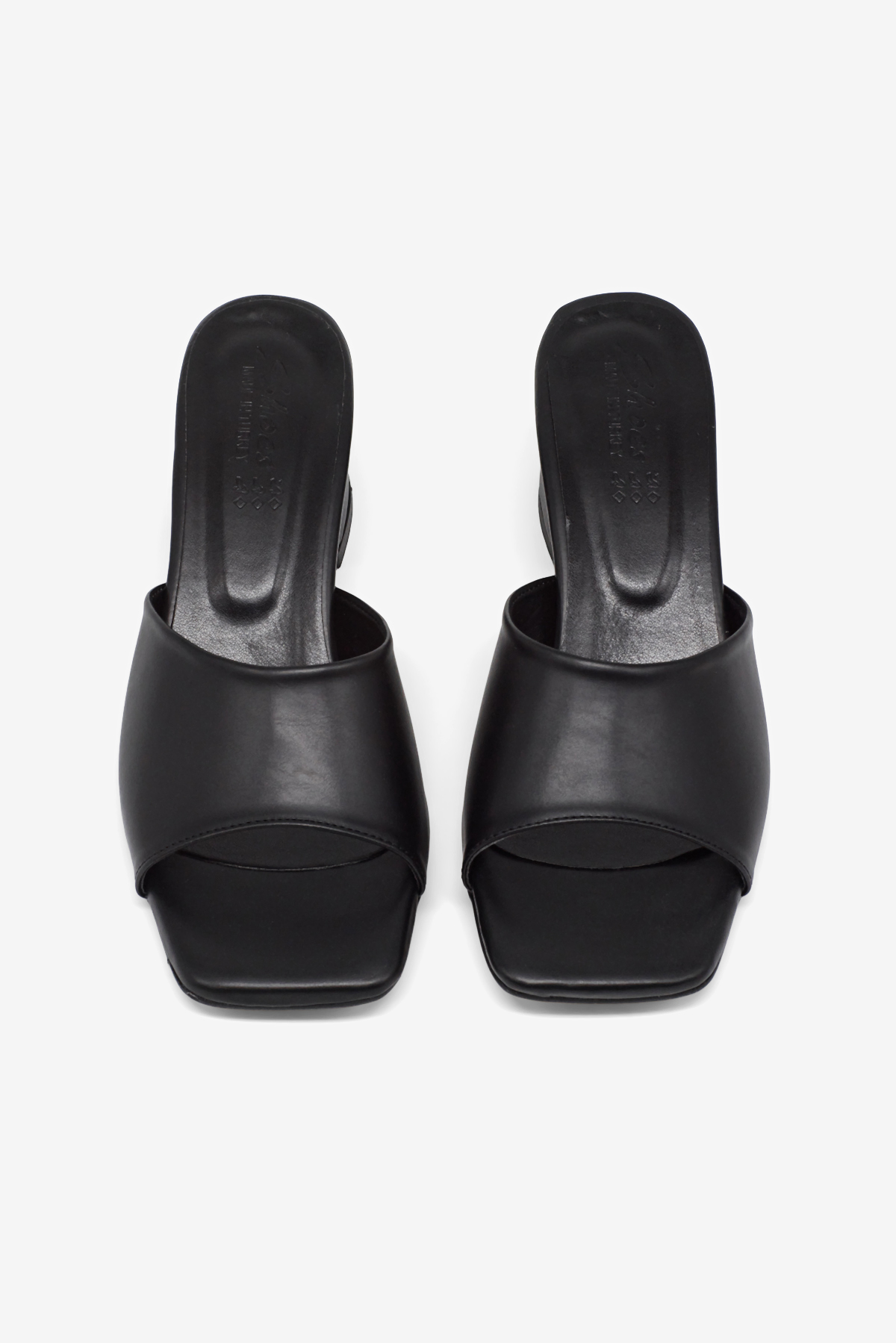 Kadın Siyah Cilt Rahat Kalıp Topuklu Terlik