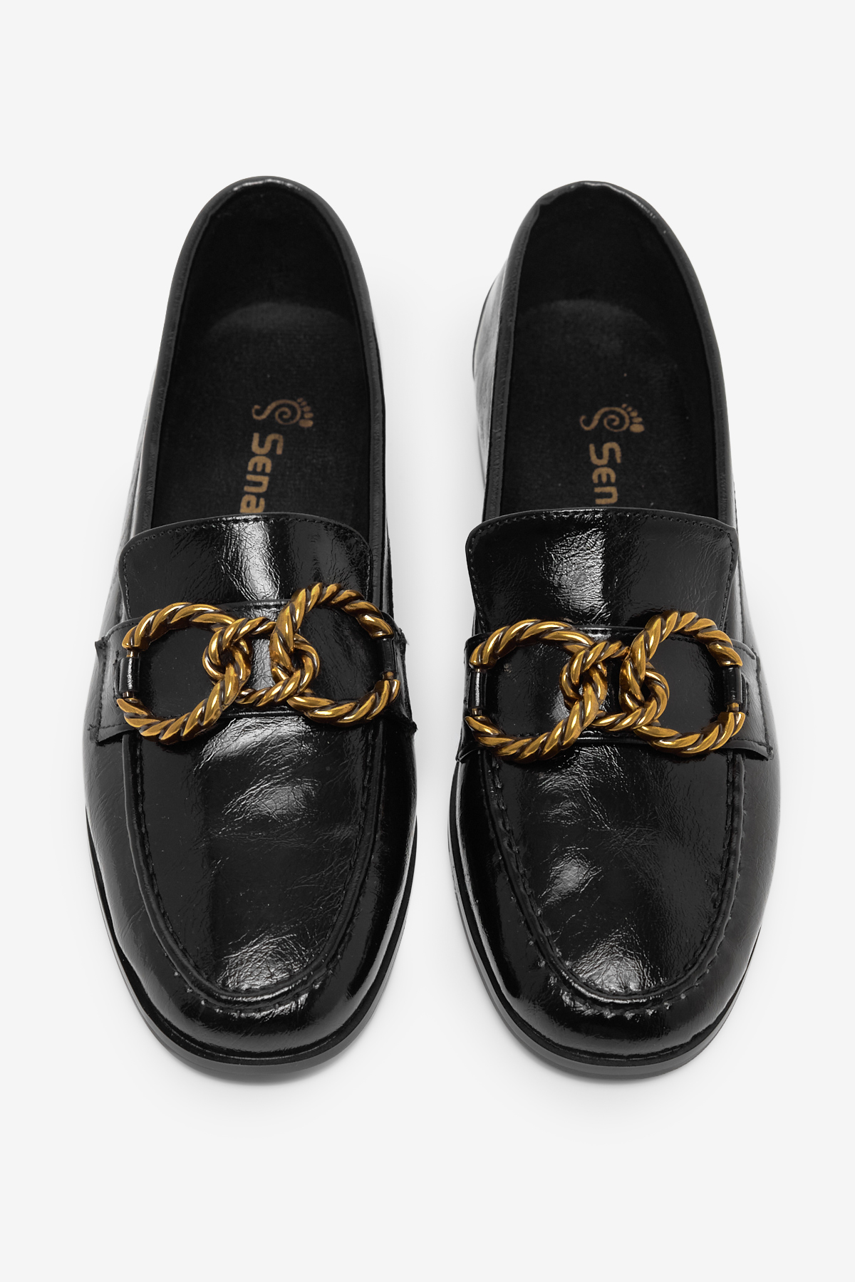 Kadın Siyah Kadın Deri Loafer Toka Detaylı Rahat Günlük Babet