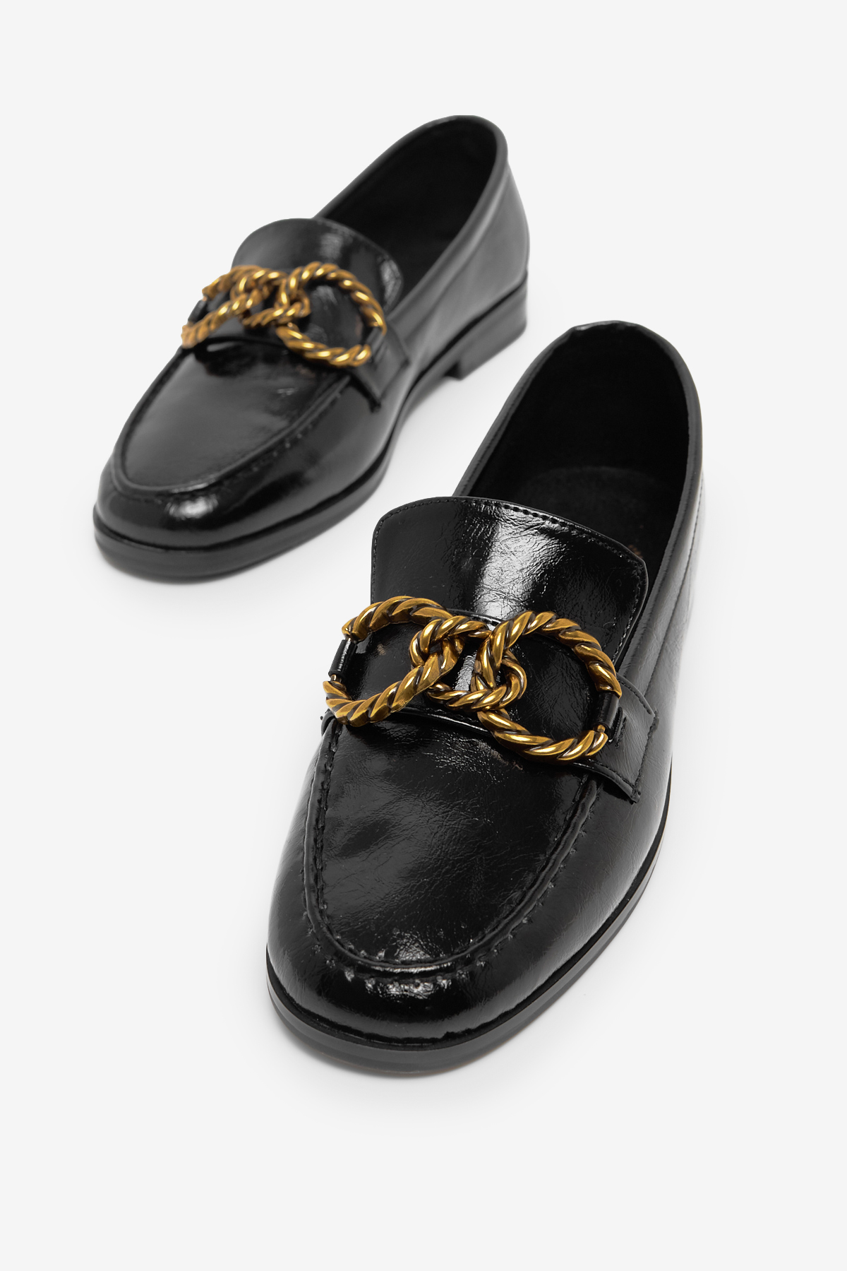 Kadın Siyah Kadın Deri Loafer Toka Detaylı Rahat Günlük Babet