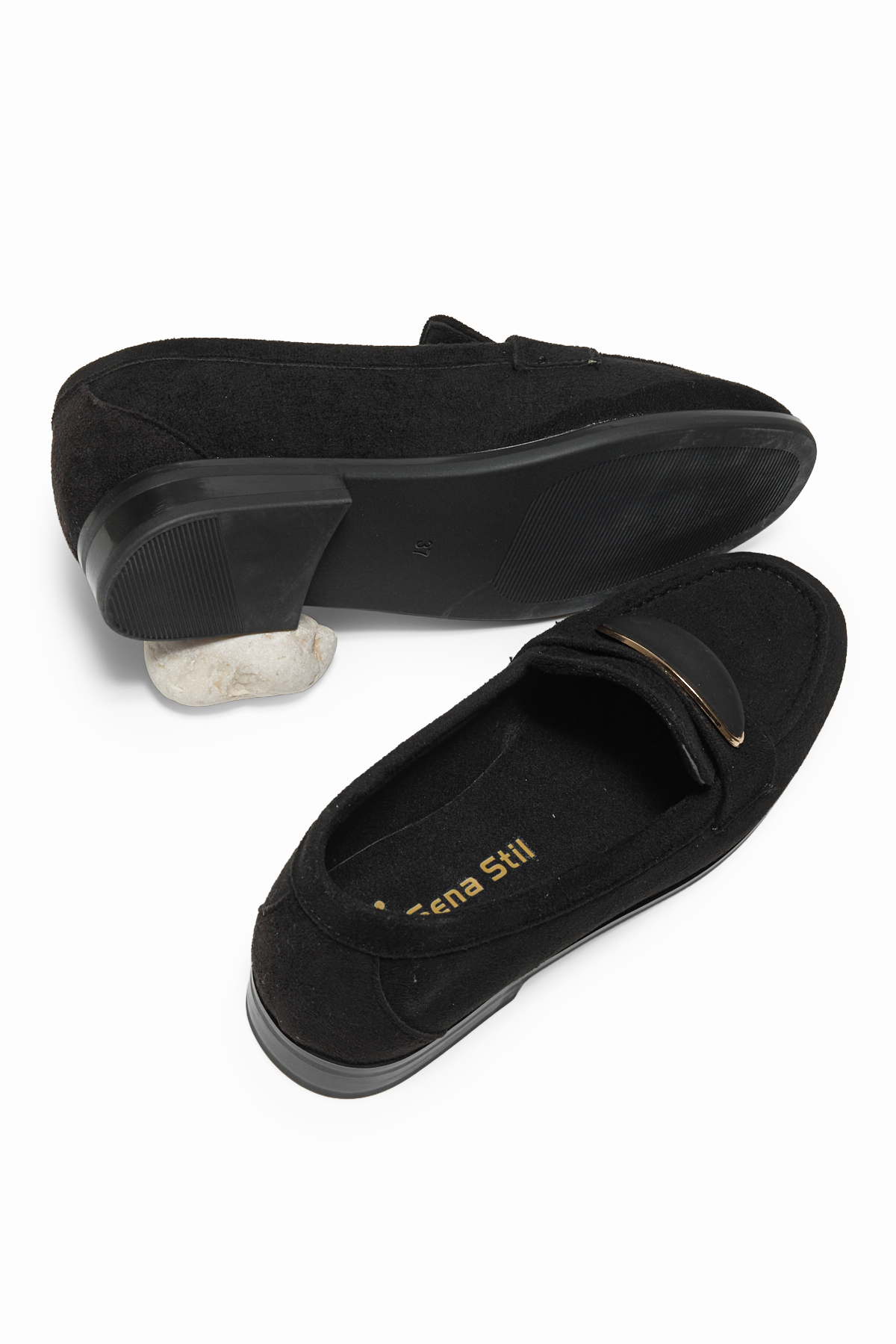 Kadın Siyah Loafer Rahat Kalıp Toka Detaylı Günlük Babet