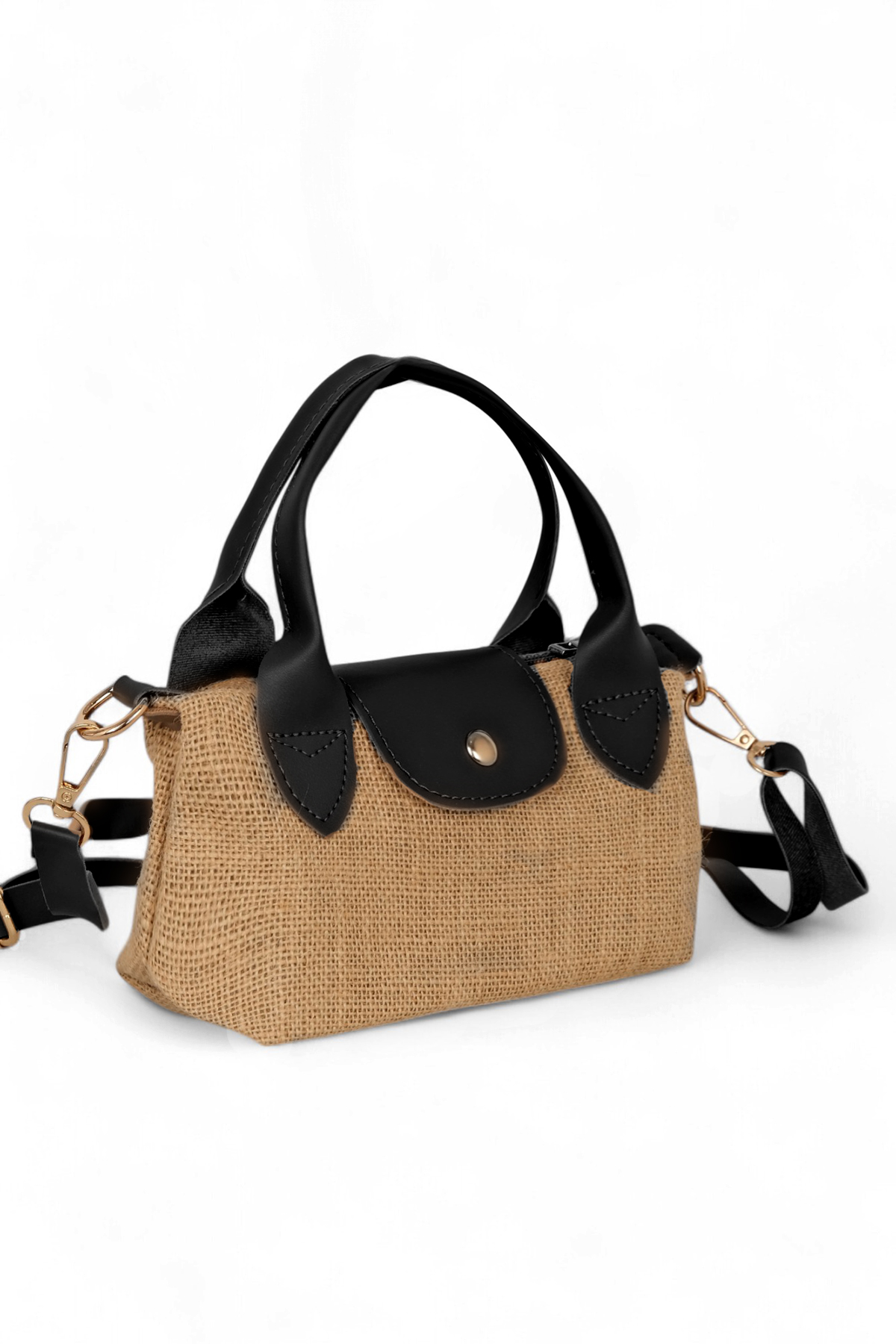 Kadın Siyah Mini Boy Askılı Hasır El ve Çapraz Çanta