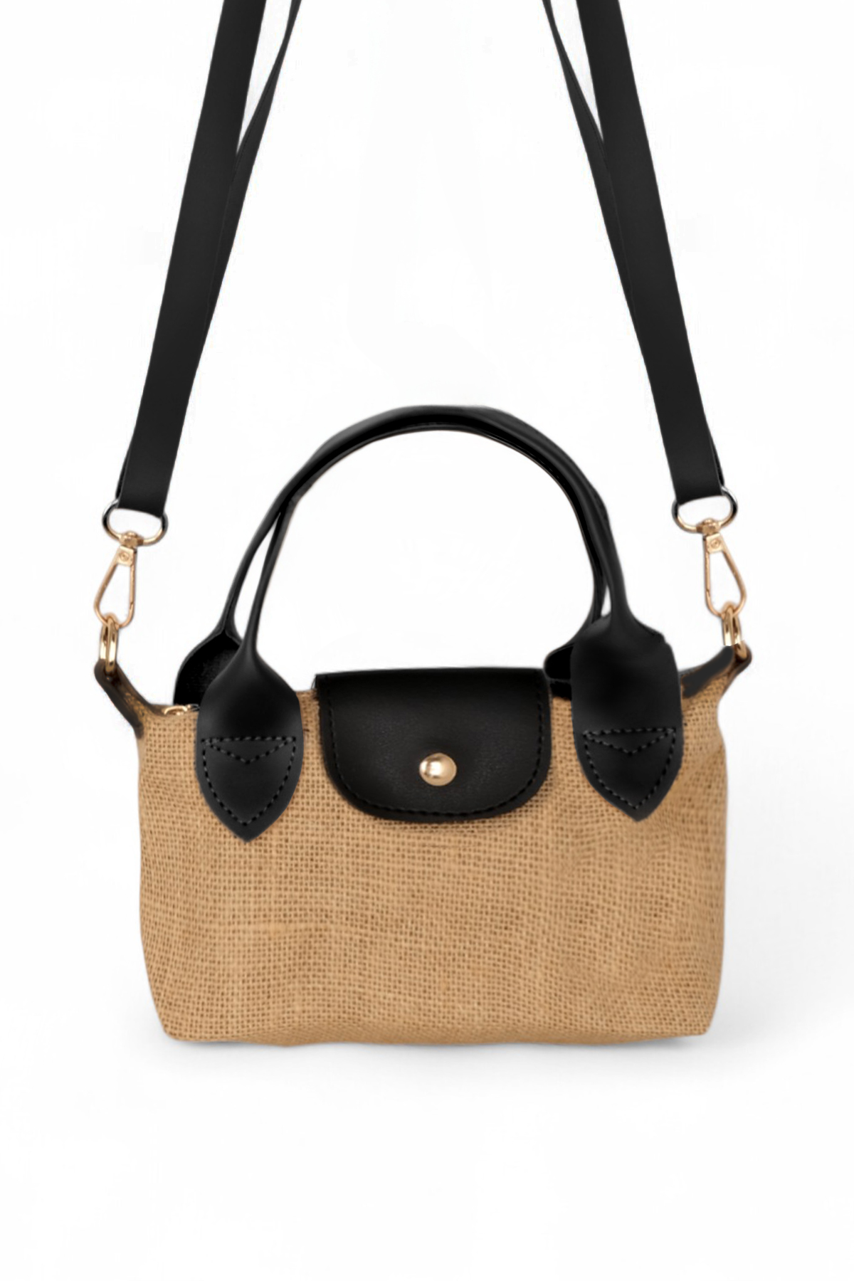 Kadın Siyah Mini Boy Askılı Hasır El ve Çapraz Çanta