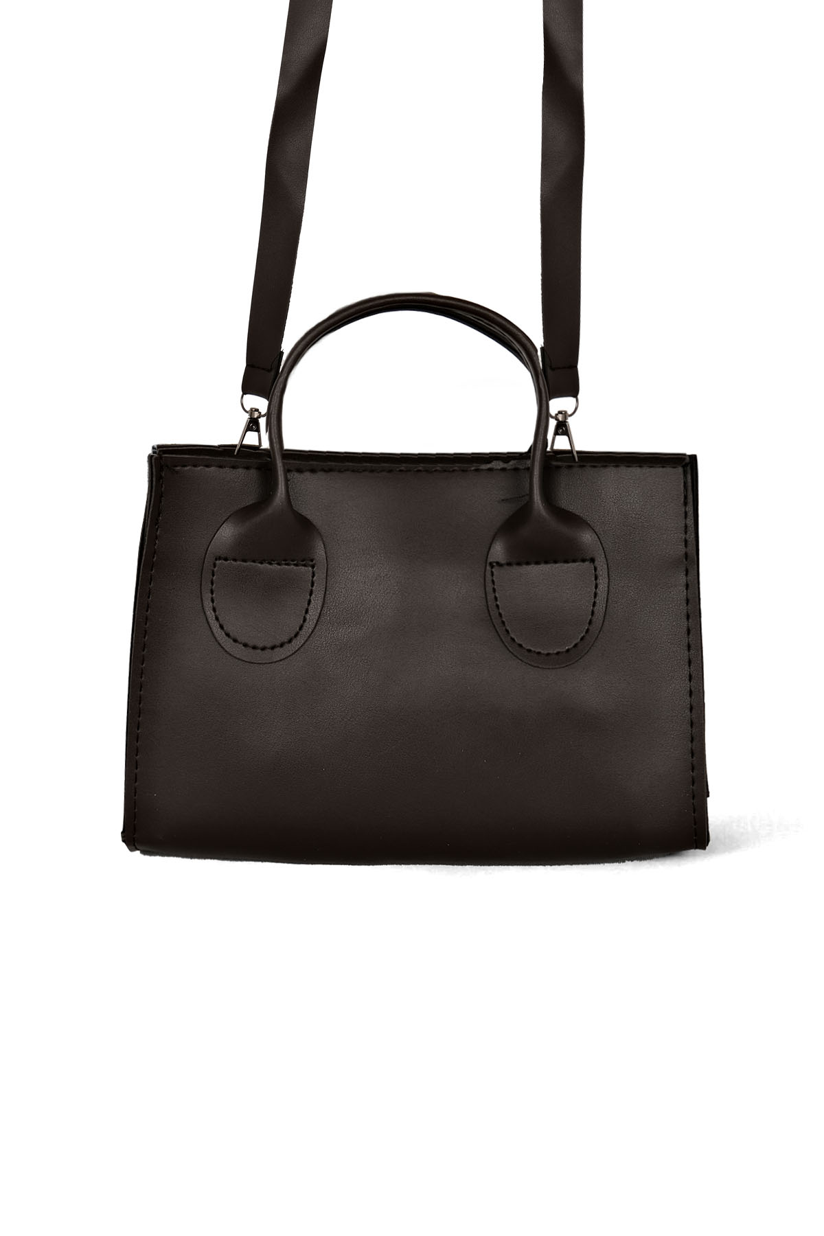 Kadın Siyah Mini Boy Suni Deri Askılı El ve Omuz Çantası