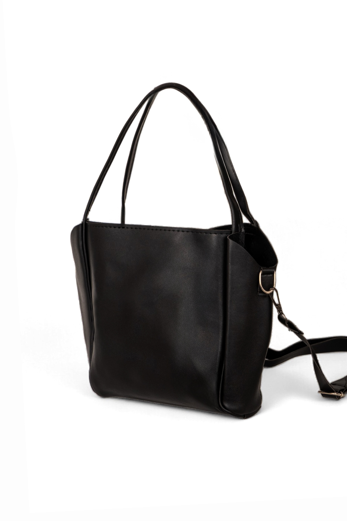 Kadın Siyah Orta Boy Suni Deri Askılı El ve Omuz Çantası