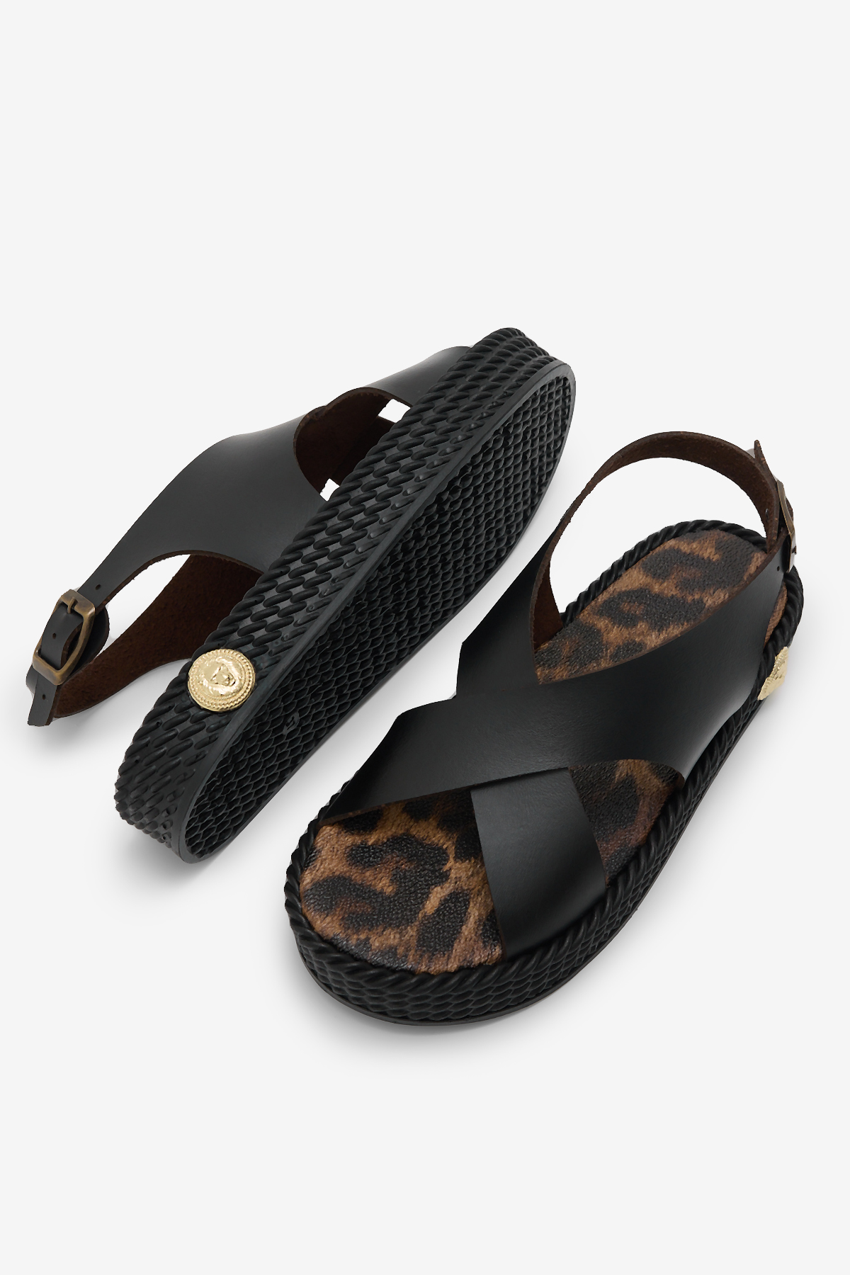 Kadın Siyah Poli Taban Rahat Çapraz Bantlı Sandalet