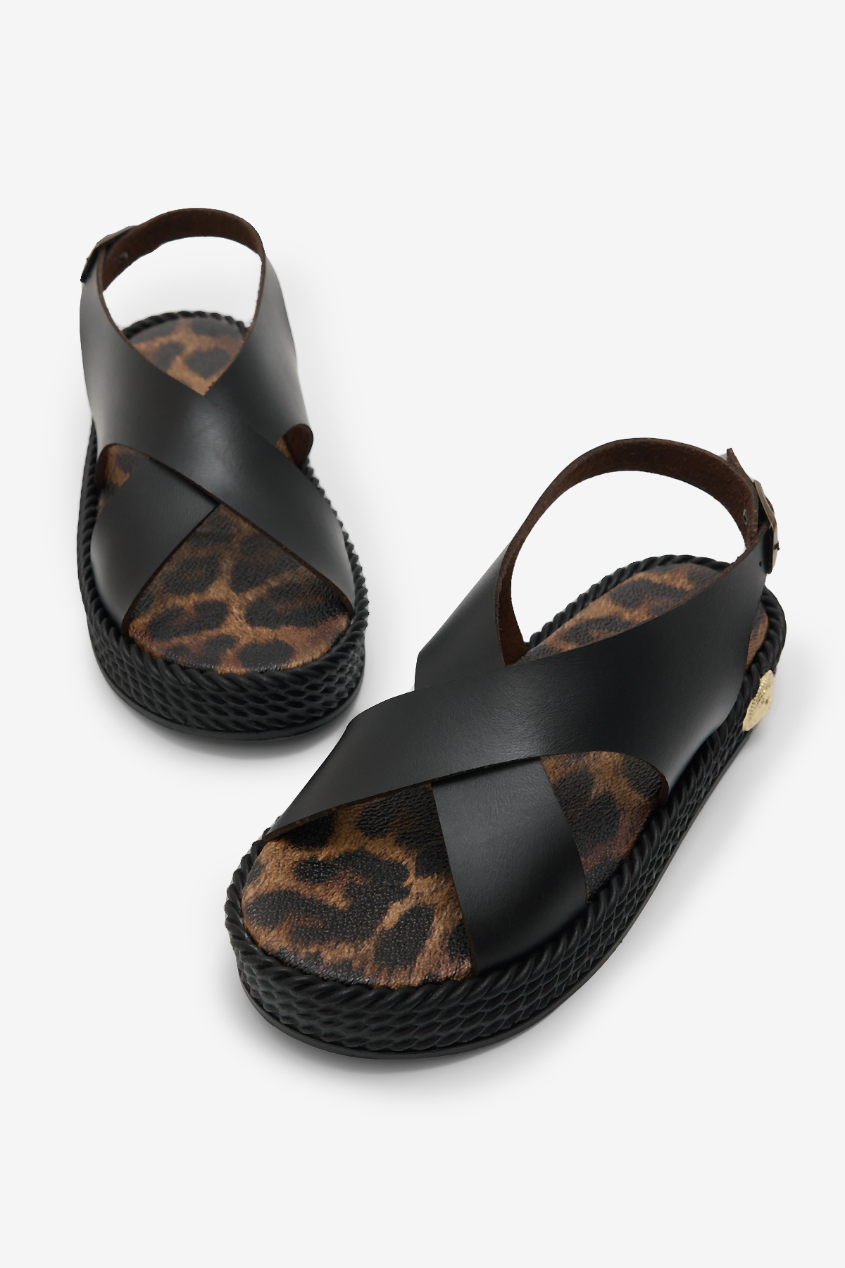 Kadın Siyah Poli Taban Rahat Çapraz Bantlı Sandalet