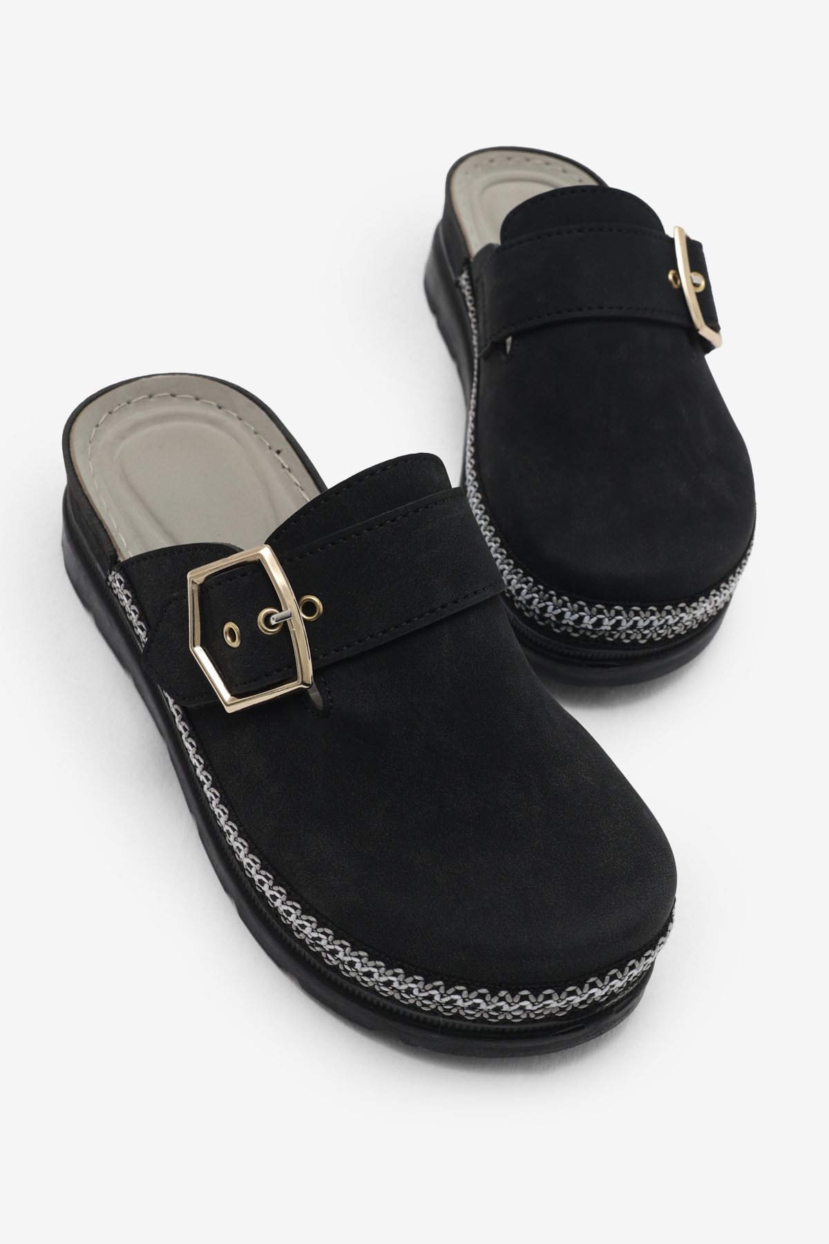 Kadın Siyah Poli Taban Rahat Kalıp Tokalı Terlik