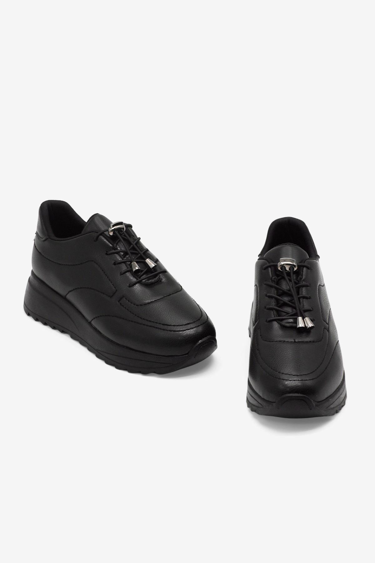 Kadın Siyah Rahat Kalıp Bağcıklı Kadın Ayakkabı