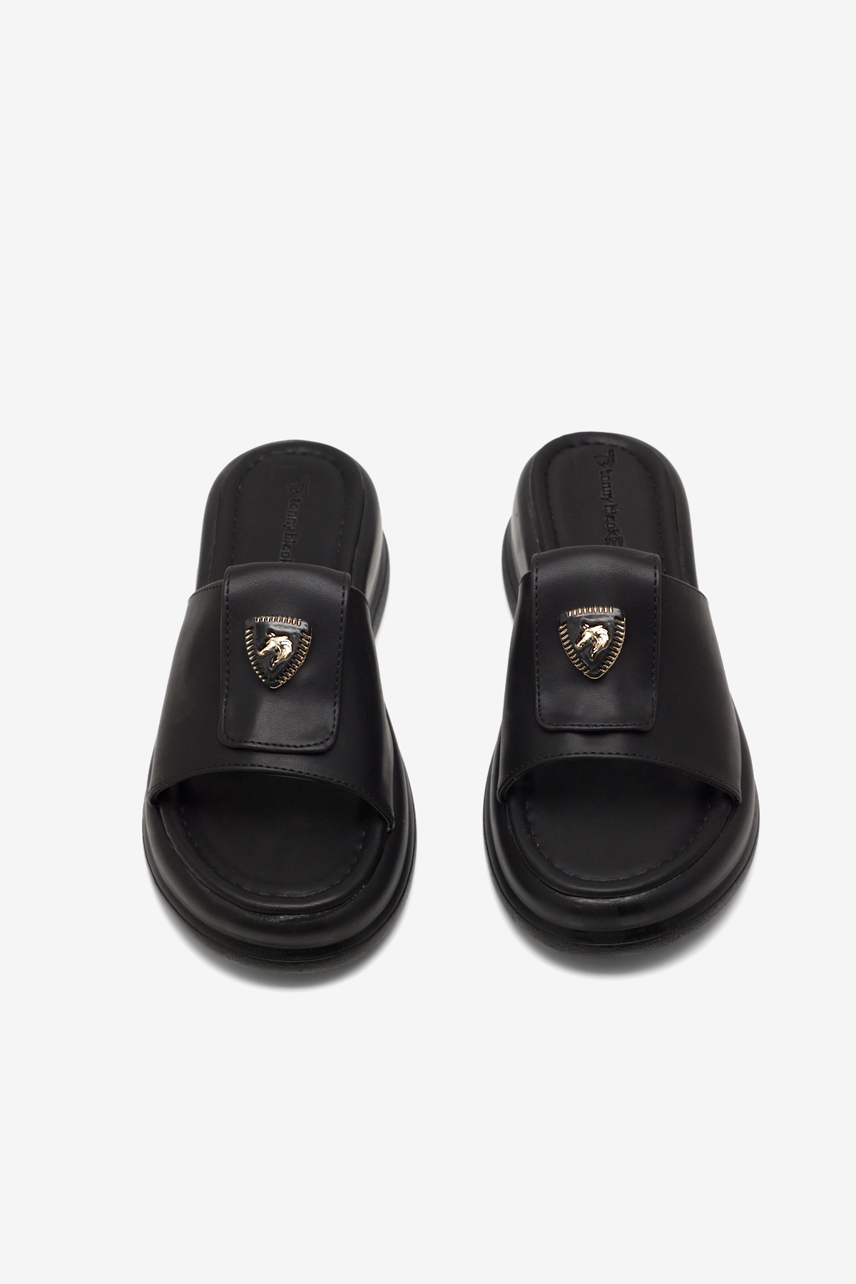 Kadın Siyah Rahat Kalıp Logo Detaylı Terlik